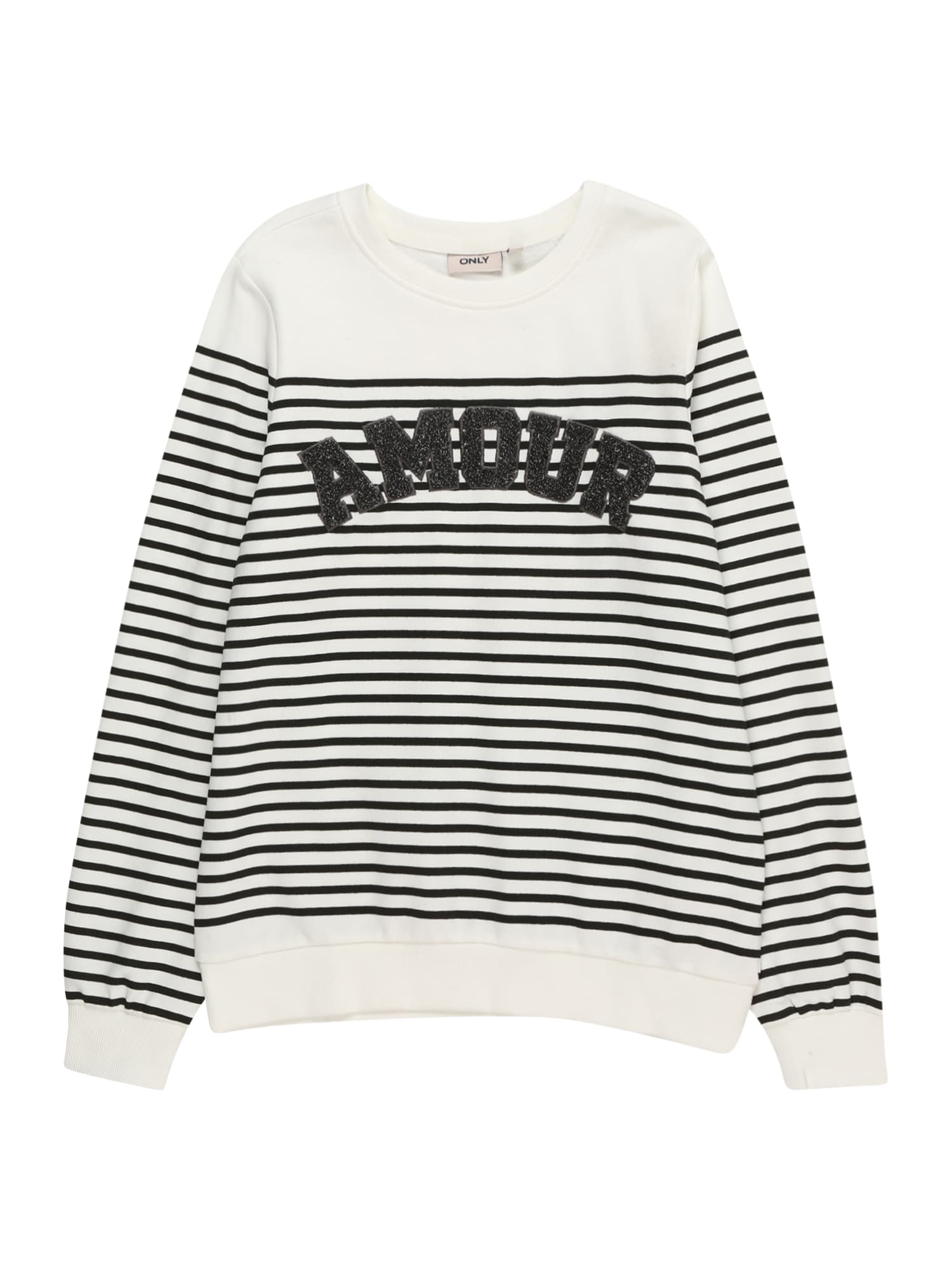KIDS ONLY Sweater majica 'FENNY'  crna / bijela