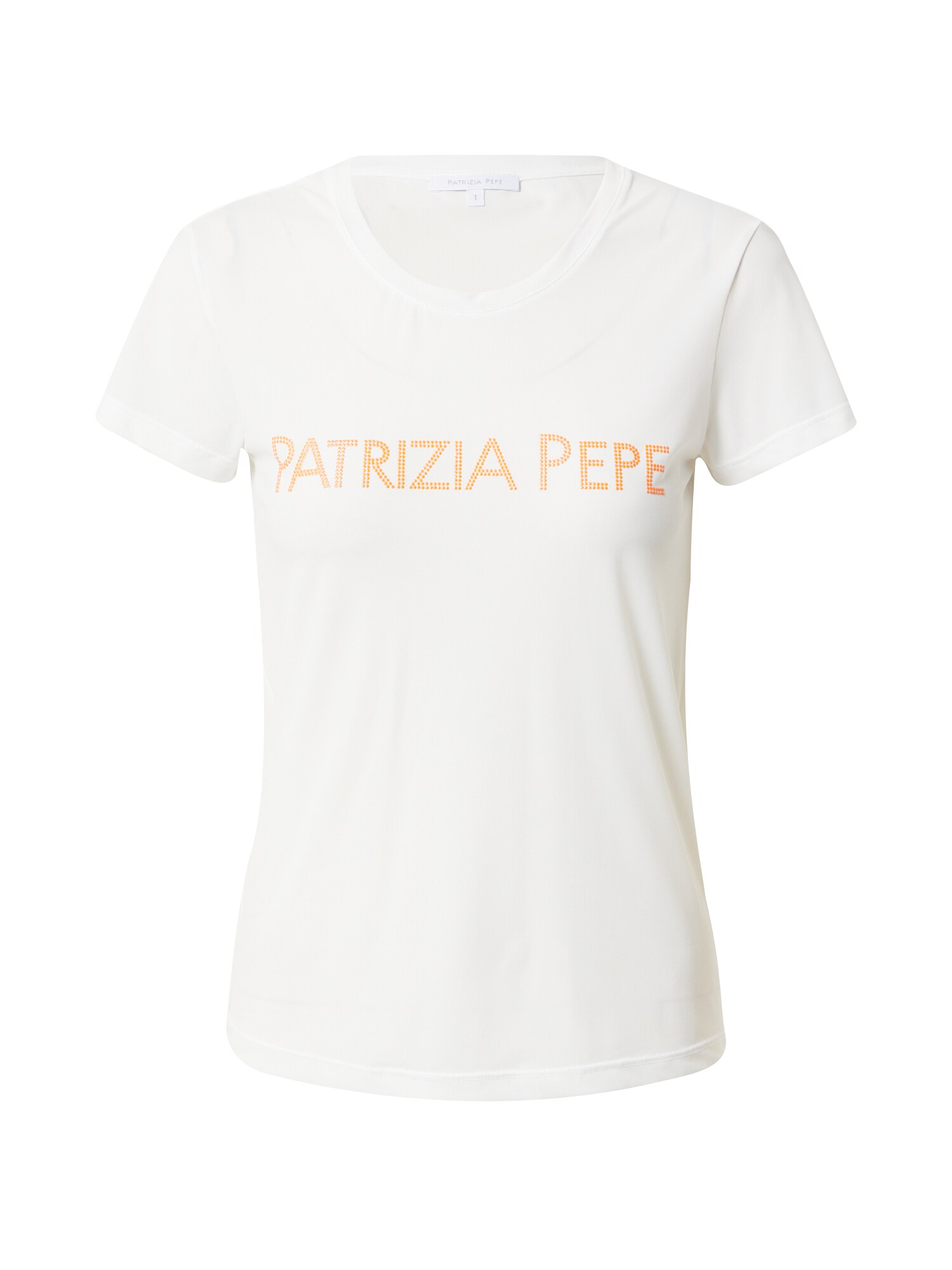 PATRIZIA PEPE Тениска 'MAGLIA'  оранжев меланж / бяло