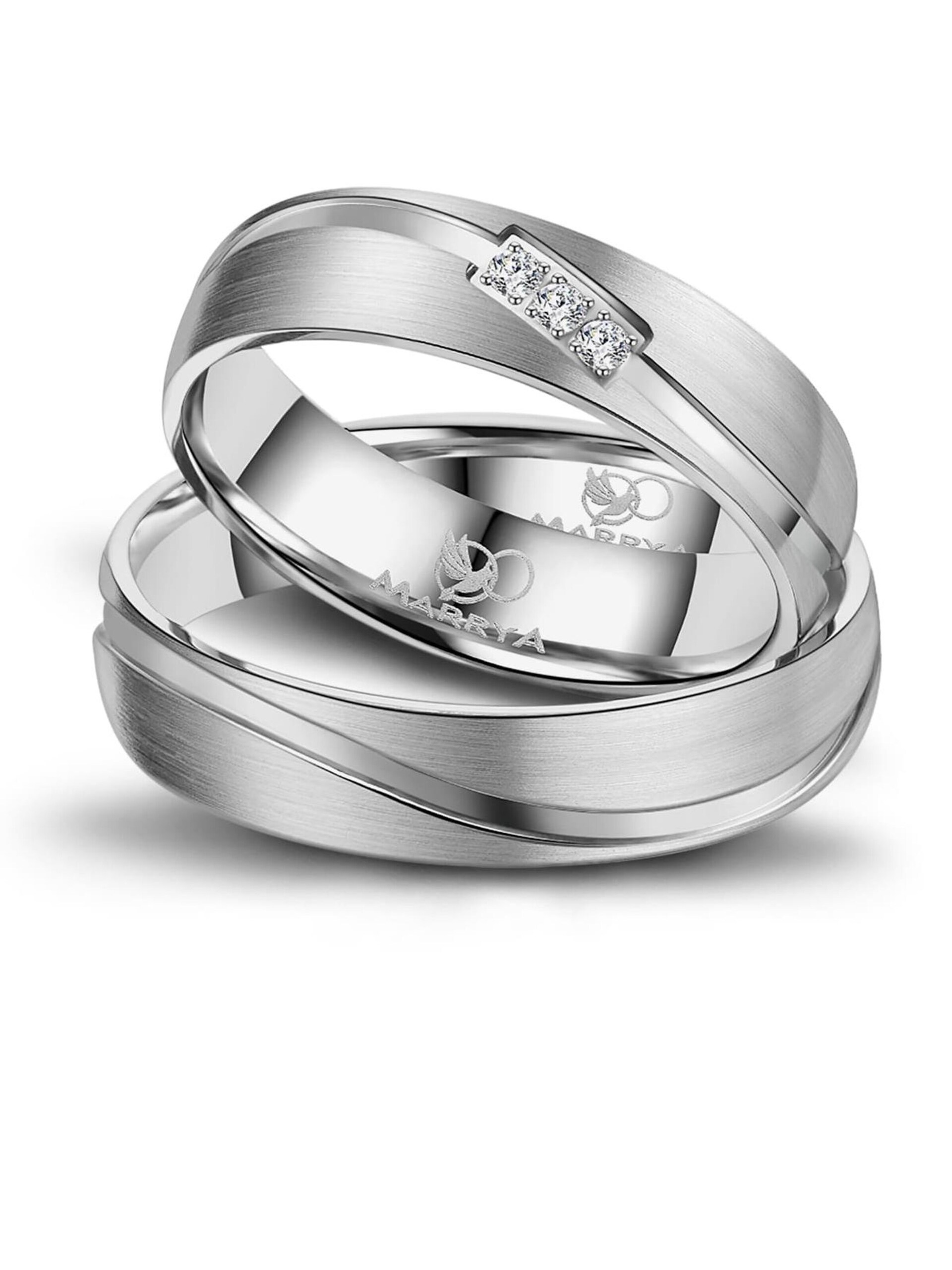 MARRYA Ring 'MARRYA ES-01 Ehering aus Edelstahl Silberfarben' dam