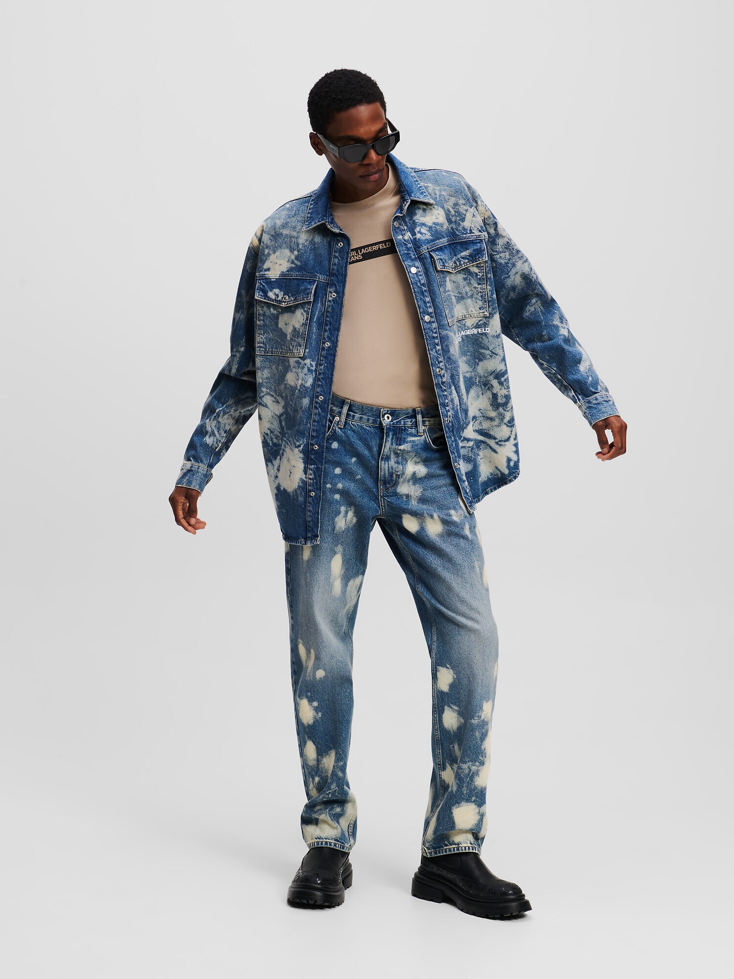 KARL LAGERFELD JEANS Džínsy modrá denim / biela (obrázok 5)