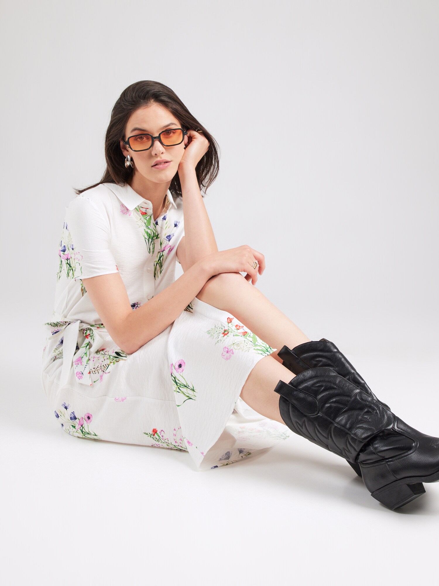 VERO MODA Košeľové šaty 'VMRUNA' zelená / fialová / ružová / biela (obrázok 3)
