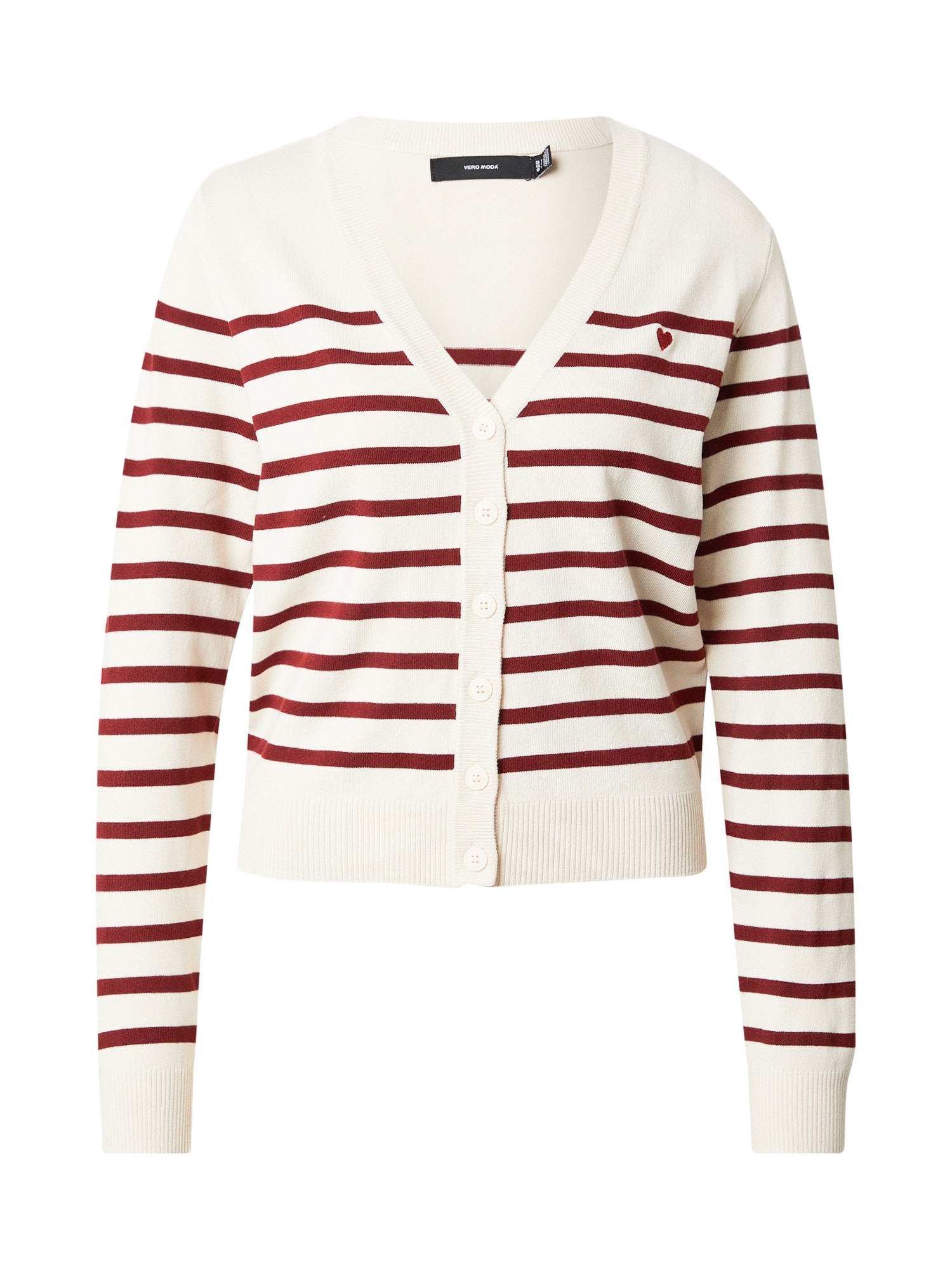 VERO MODA Kardigán 'VMDory'  krémová / tmavočervená