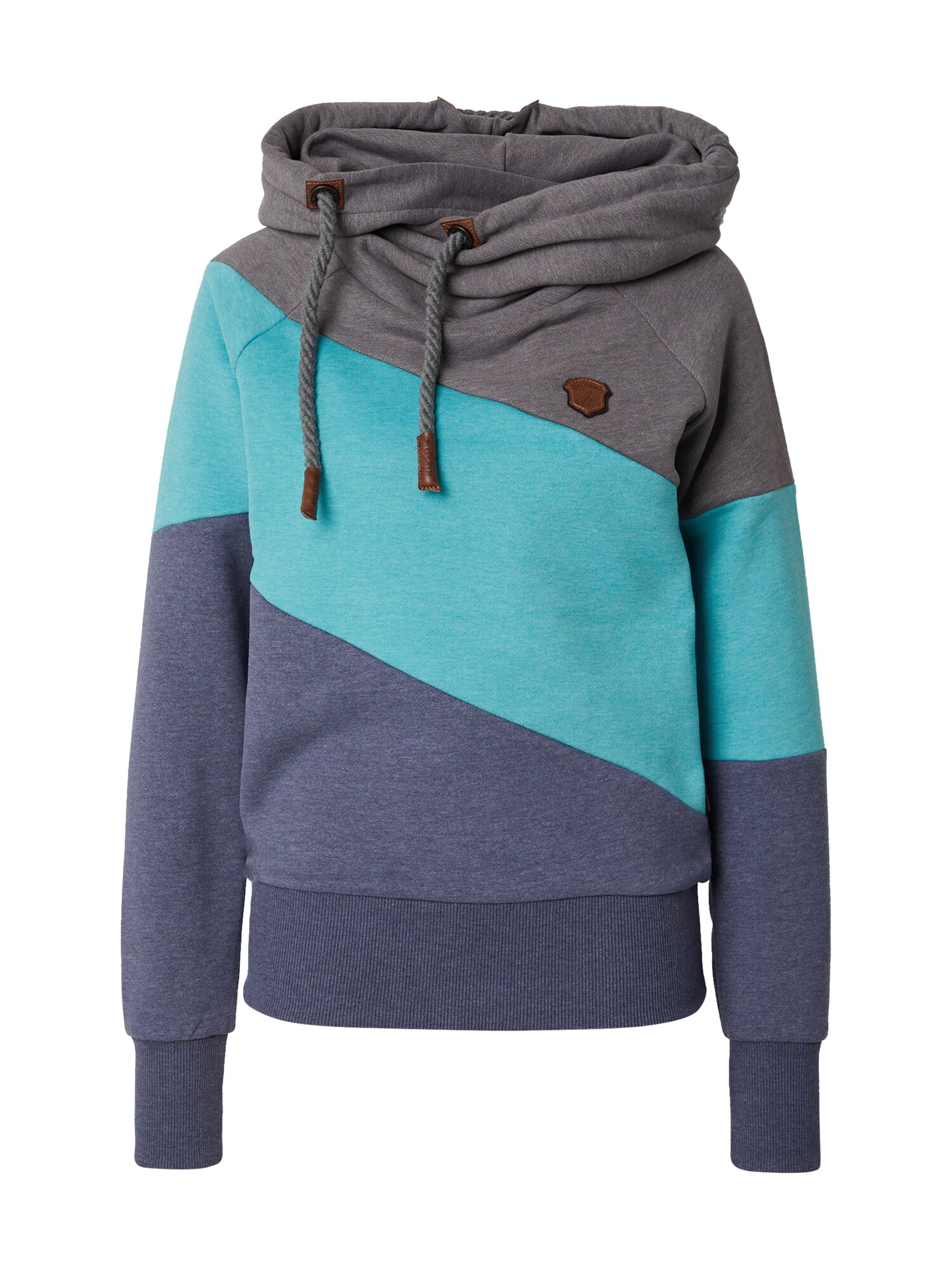 naketano Bluză de molton  albastru marin / turcoaz / gri metalic