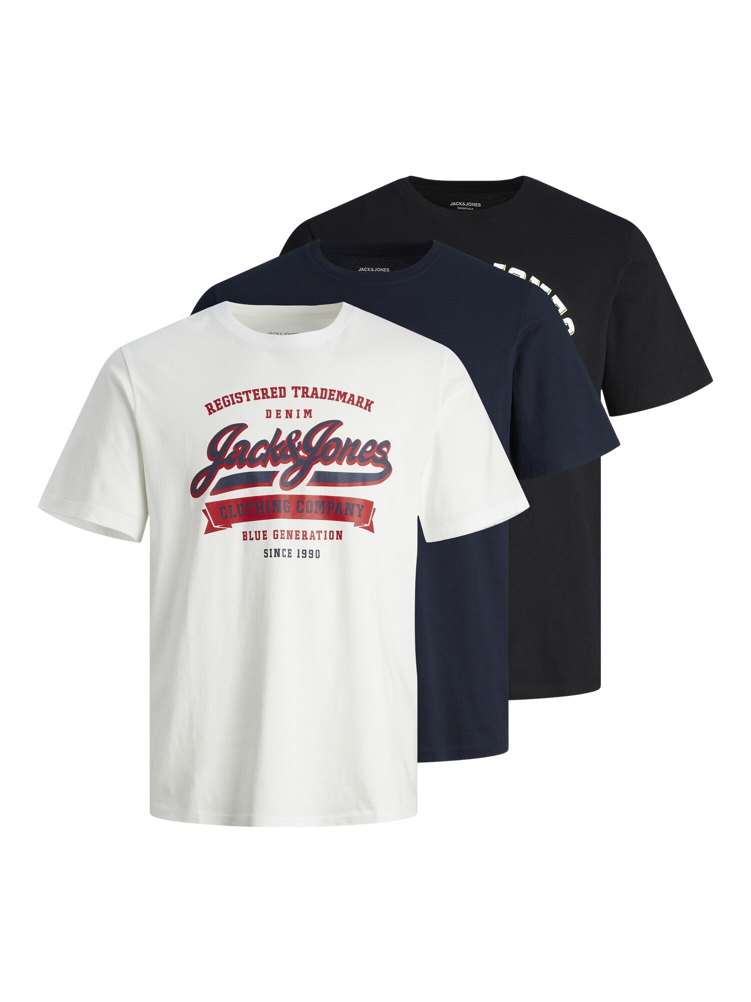 JACK & JONES Tričko  námornícka modrá / vínovo červená / čierna / biela