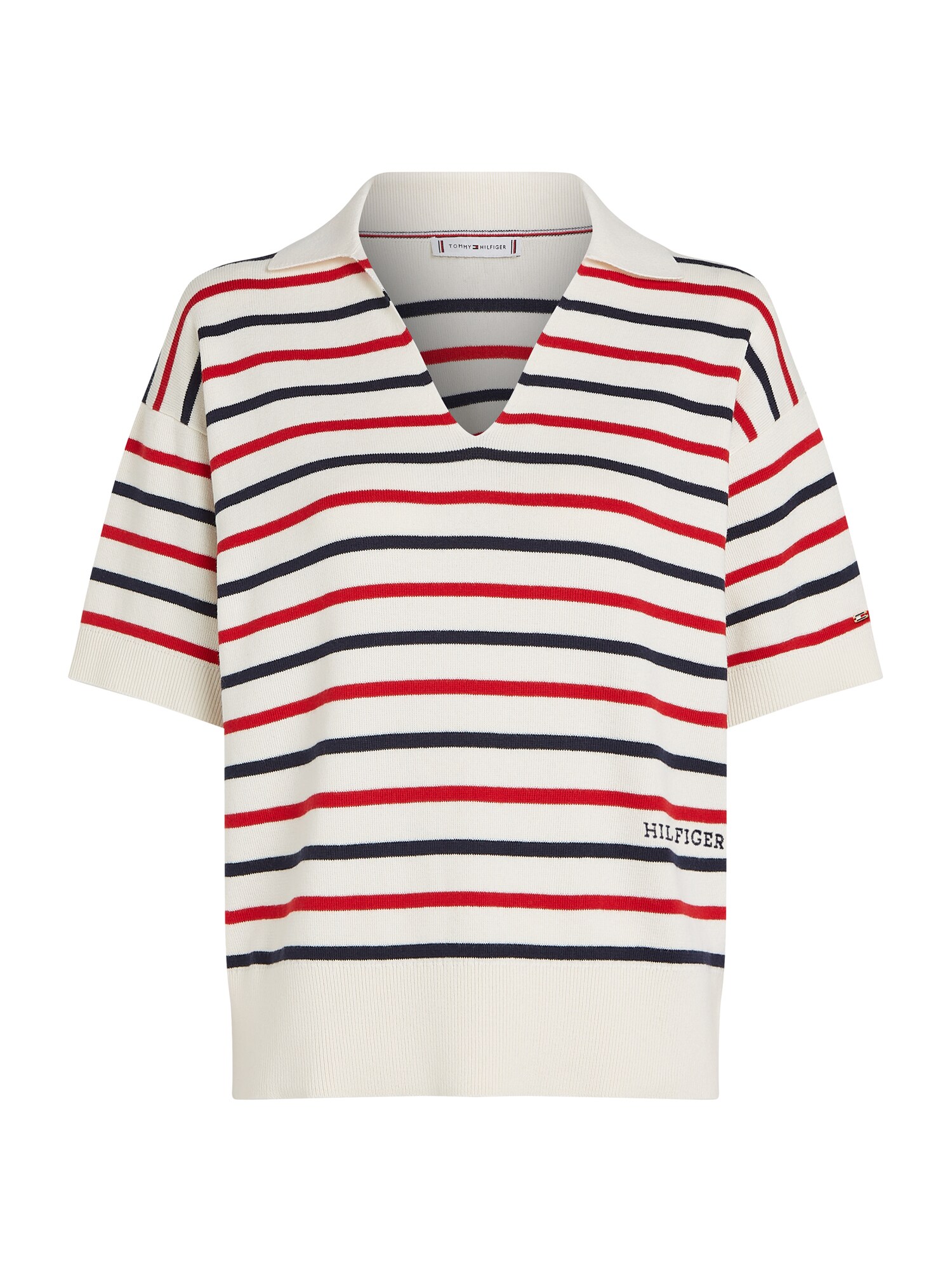 TOMMY HILFIGER Pulóver  vörösáfonya / fekete / fehér akciós termékkép 1