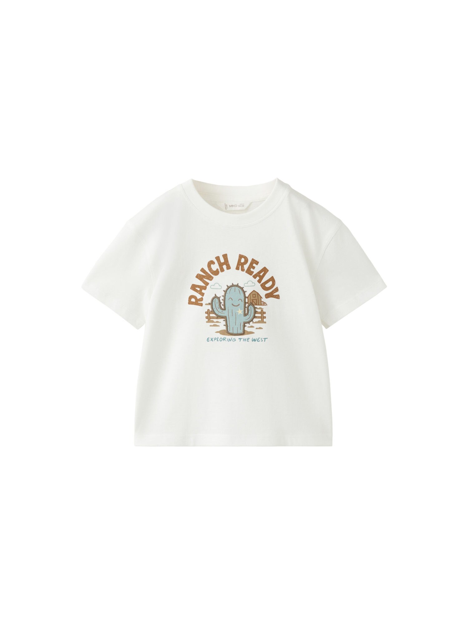 MANGO KIDS Tričko 'CACTUS'  svetlomodrá / hnedá / šedobiela