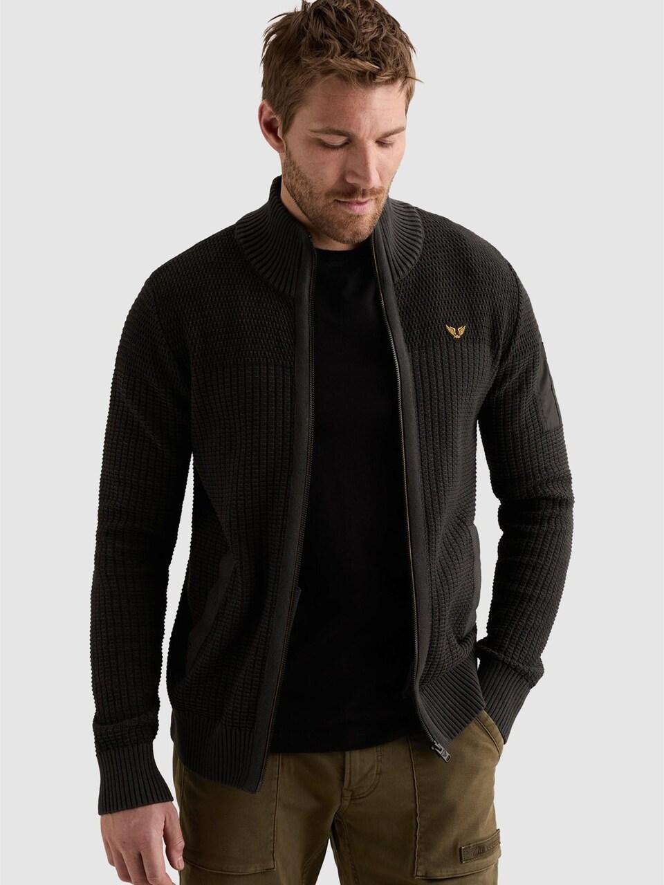 Kofta 'Cardigan with zipper closure and flight pocket'