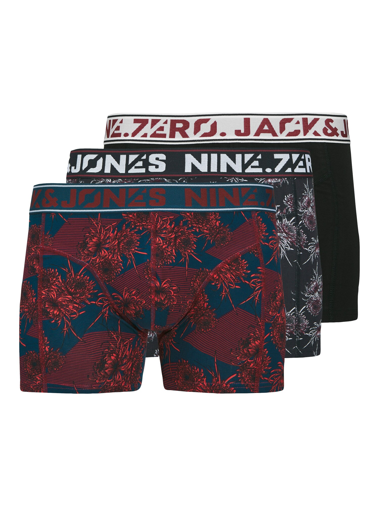 JACK & JONES Boxeri JACKENDRIC  bleumarin / gri metalic / roșu bordeaux / negru