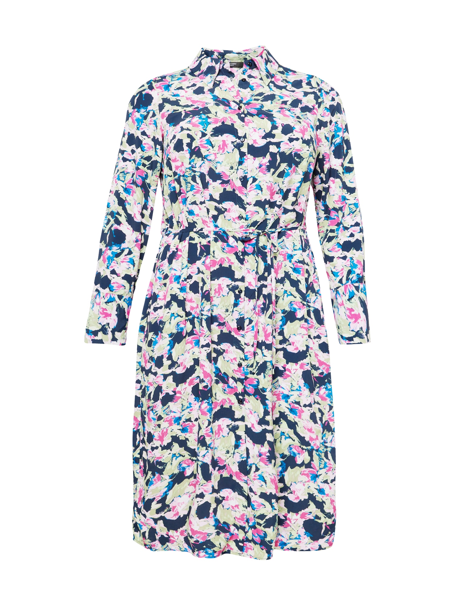 Vero Moda Curve Košulja haljina 'BONNI'  mornarsko plava / svijetloplava / roza / bijela