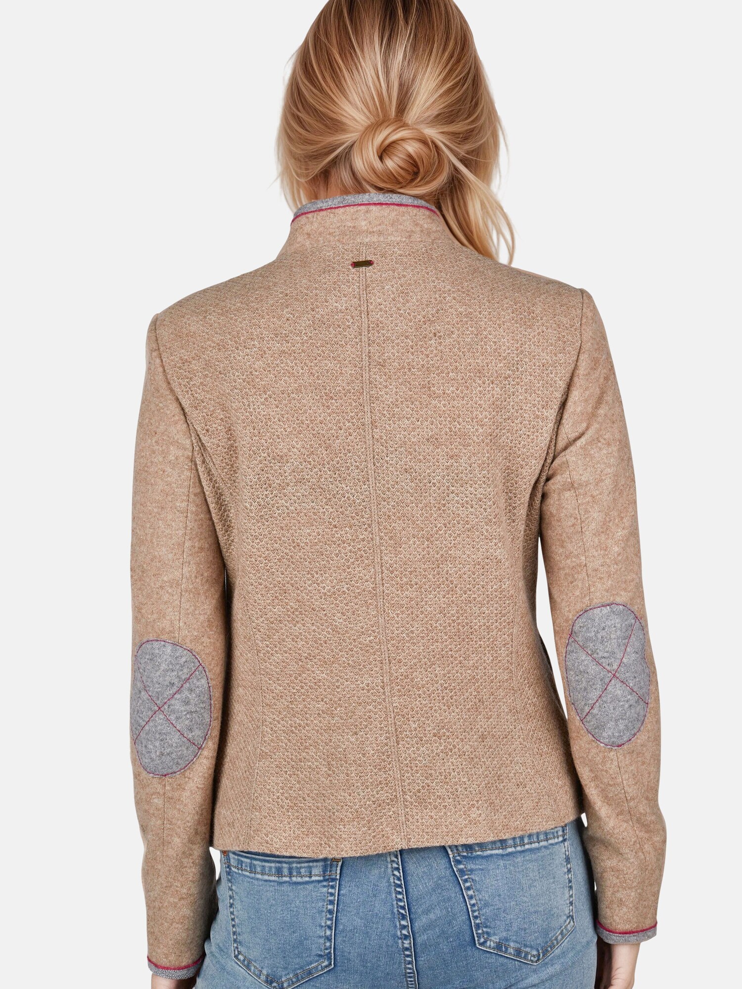 Thumbnail - White Label Stehkragenjacke in Strickoptik mit Einfass an Kragen, Länge Gr. 38 ca. 58 cm