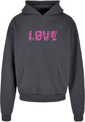 Merchcode Sweatshirt ‘Valentines Day – Flowers Love’ Donkergrijs / Pink