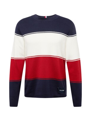 Tommy Hilfiger Trui ‘MILANO’ Marine / Kersrood / Wit