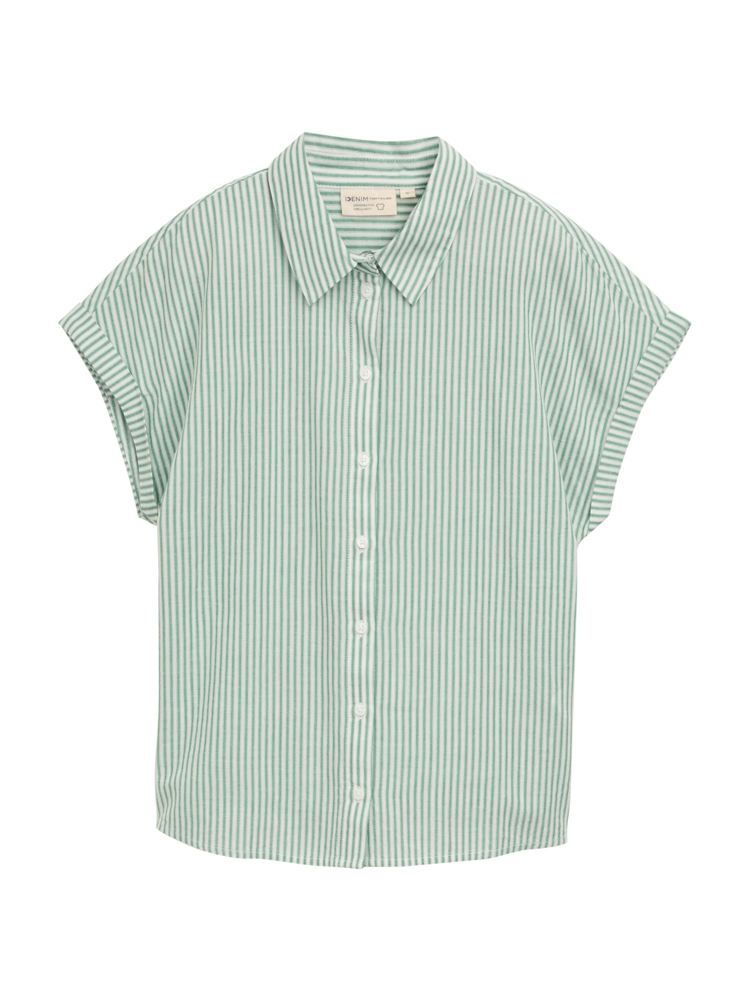 TOM TAILOR DENIM Blúz  világoszöld / piszkosfehér akciós termékkép 1