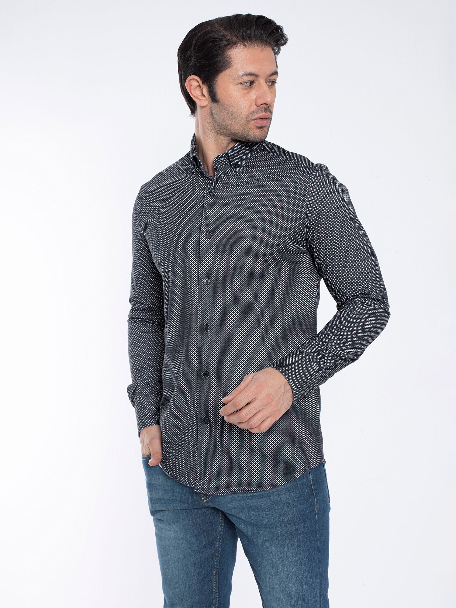 By Diess Collection Cămașă  albastru marin / lila / alb