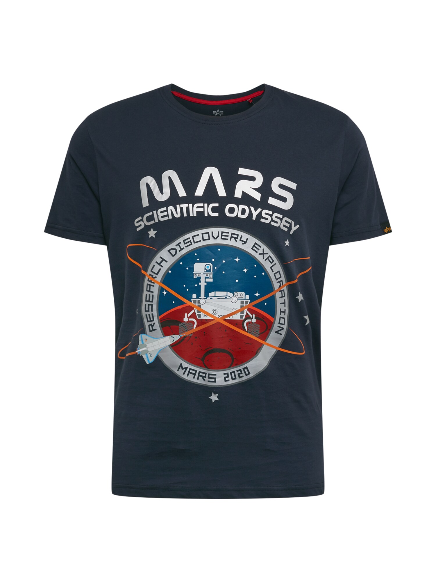ALPHA INDUSTRIES Marškinėliai 'Mission To Mars'  mėlyna / tamsiai mėlyna / raudona / pilka / balta