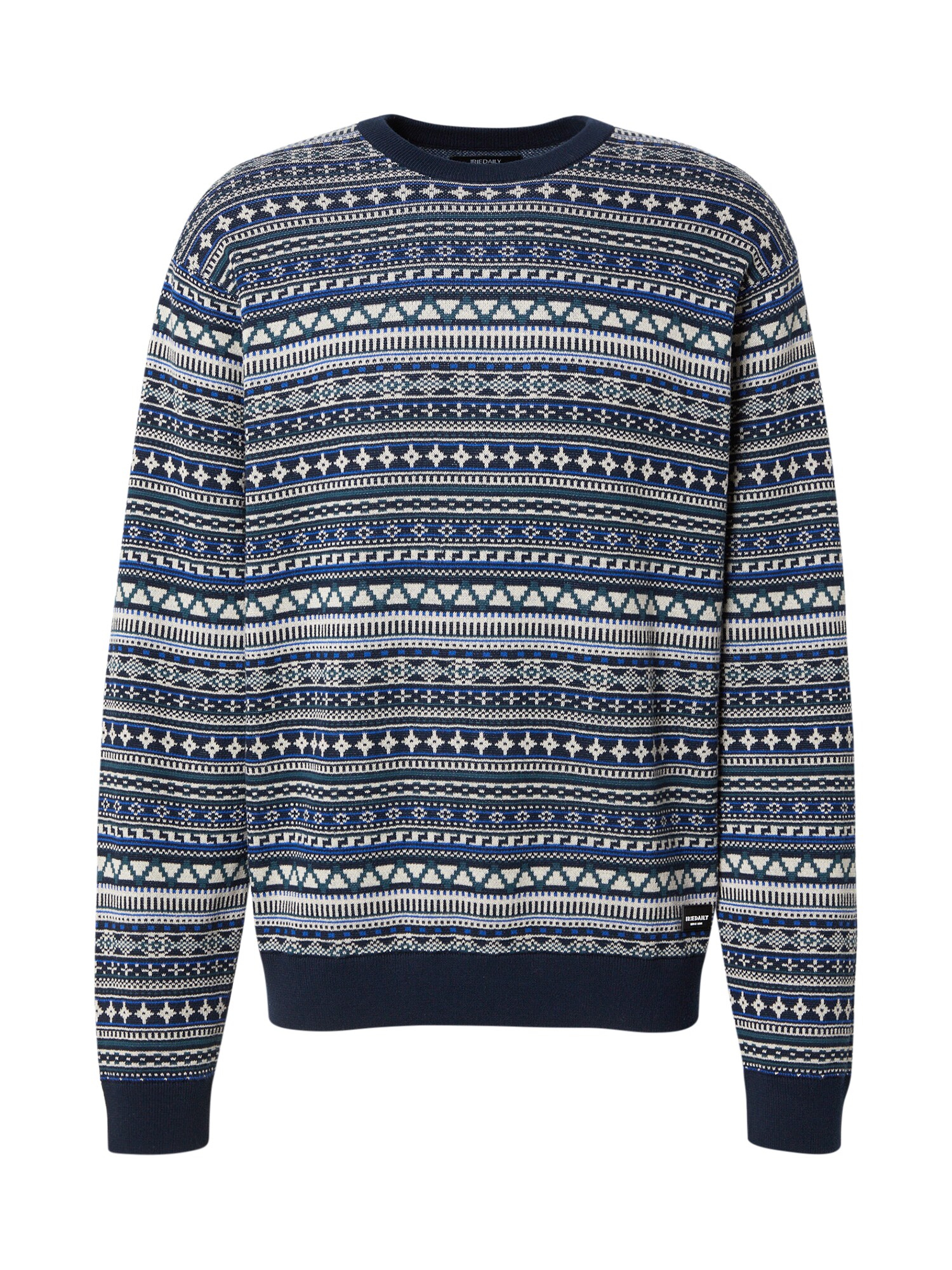Iriedaily Pulover Mineo albastru / albastru marin / verde petrol / alb