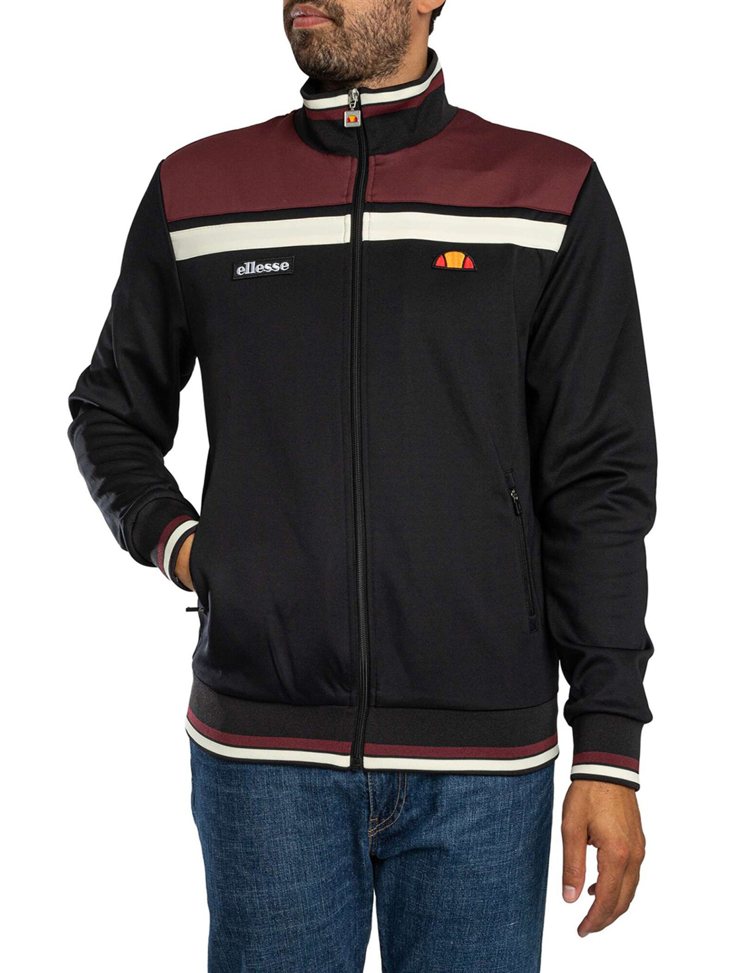 ELLESSE Sudadera con cremallera 'Vignola'  burdeos / negro / blanco – imagen 3