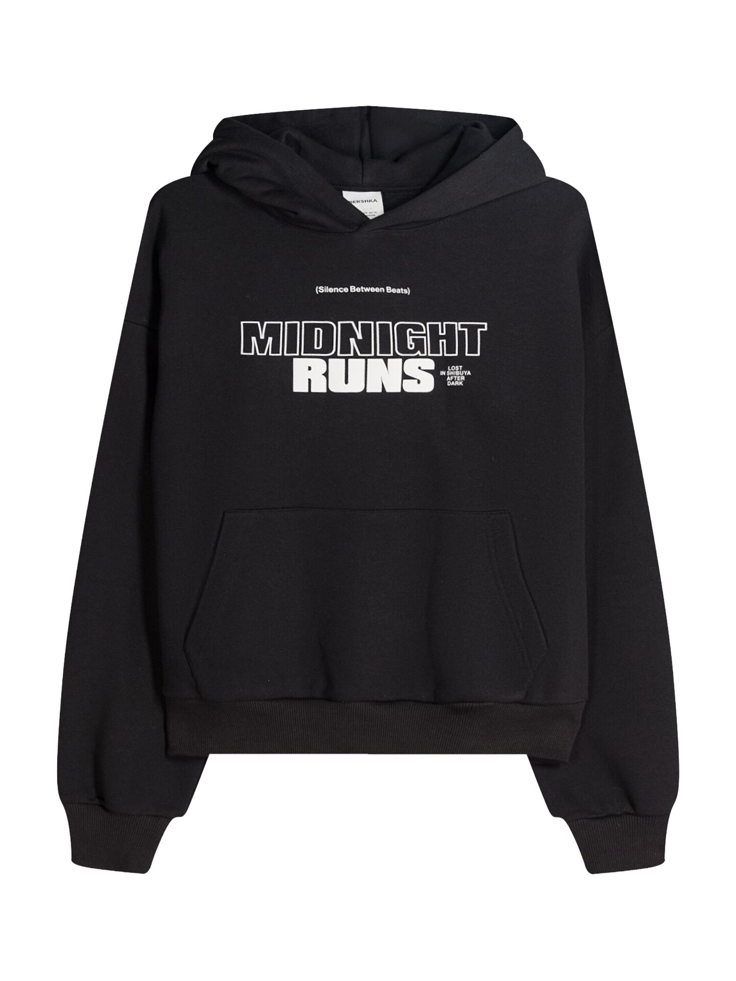 Bershka Bluză de molton  negru / alb