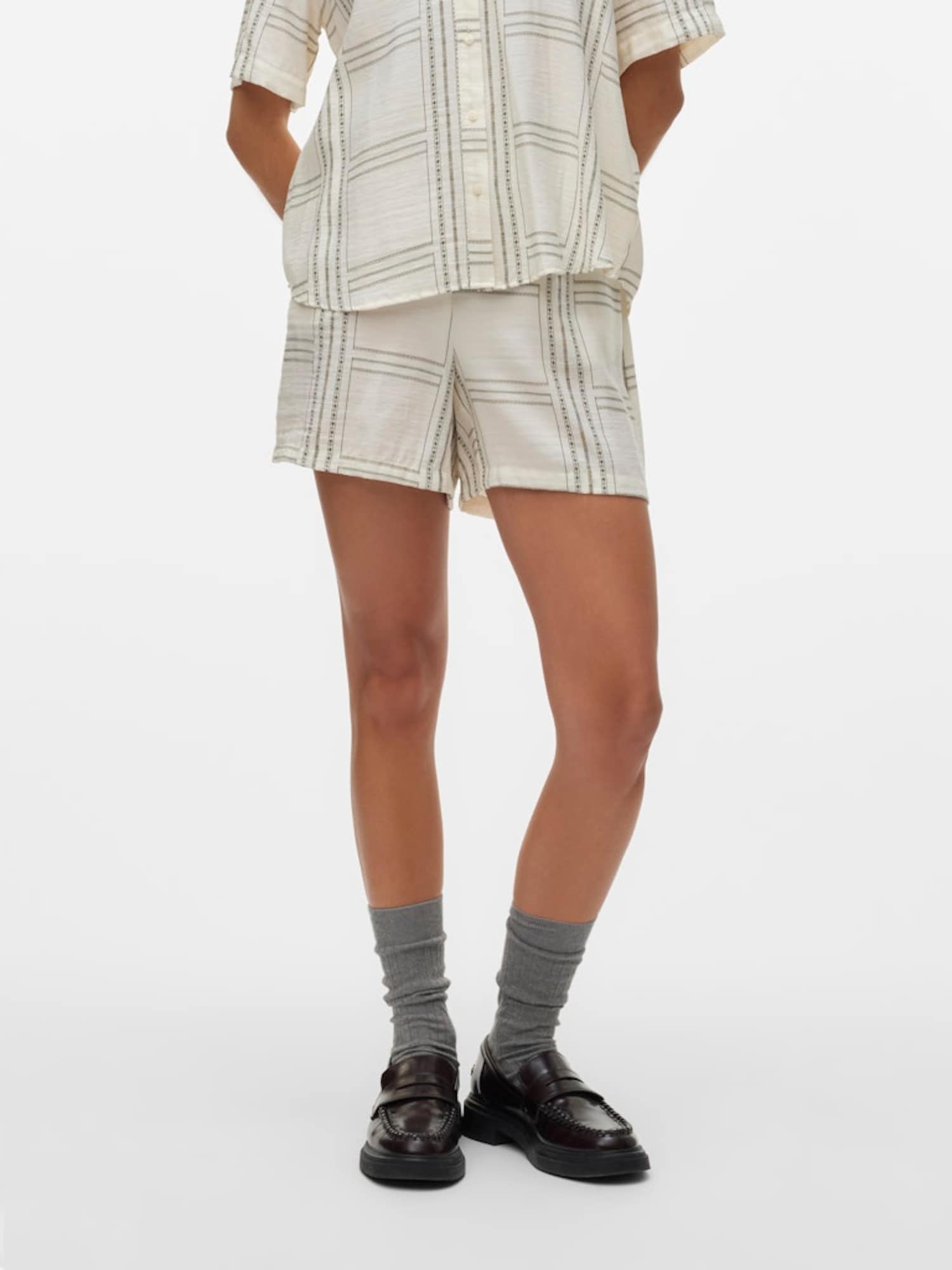 VERO MODA Nadrág 'VMJOSIE BERTA'  khaki / fehér termék 2. képe