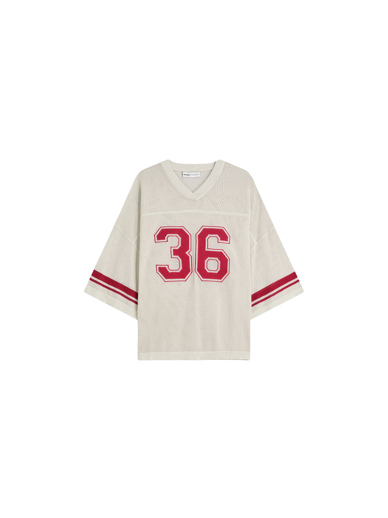 Bershka Tricou  roșu / alb