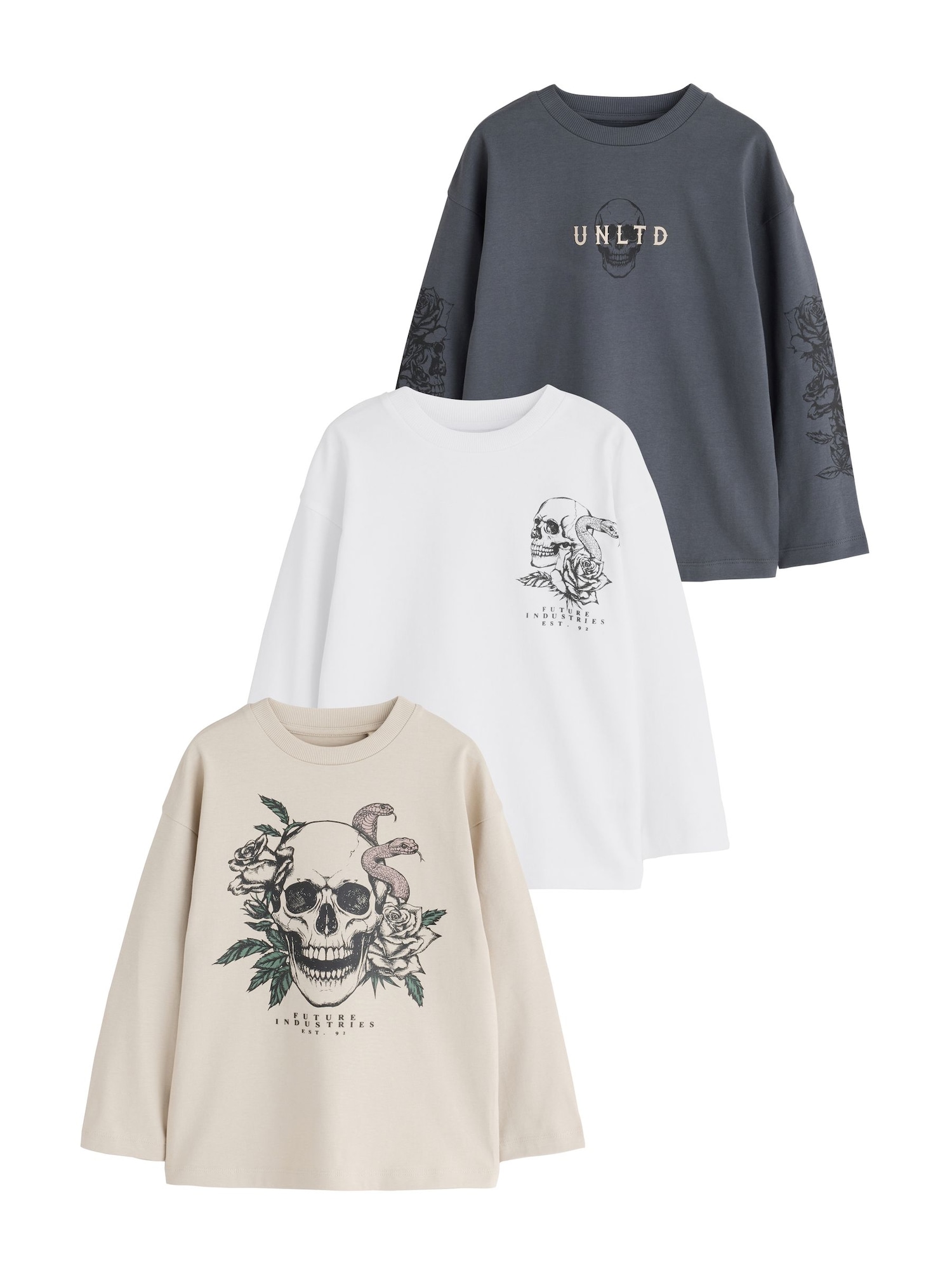 Next Tricou gri / gri taupe / negru / alb