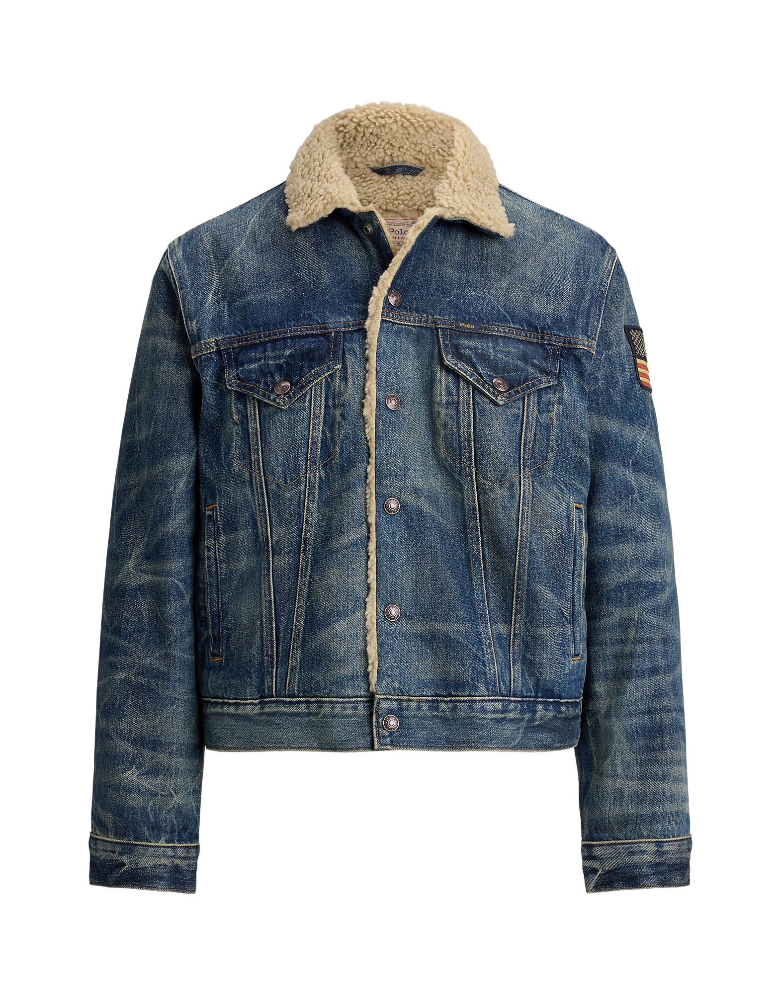 Polo Ralph Lauren Geacă de primăvară-toamnă crem / bleumarin / albastru denim / roșu cireș