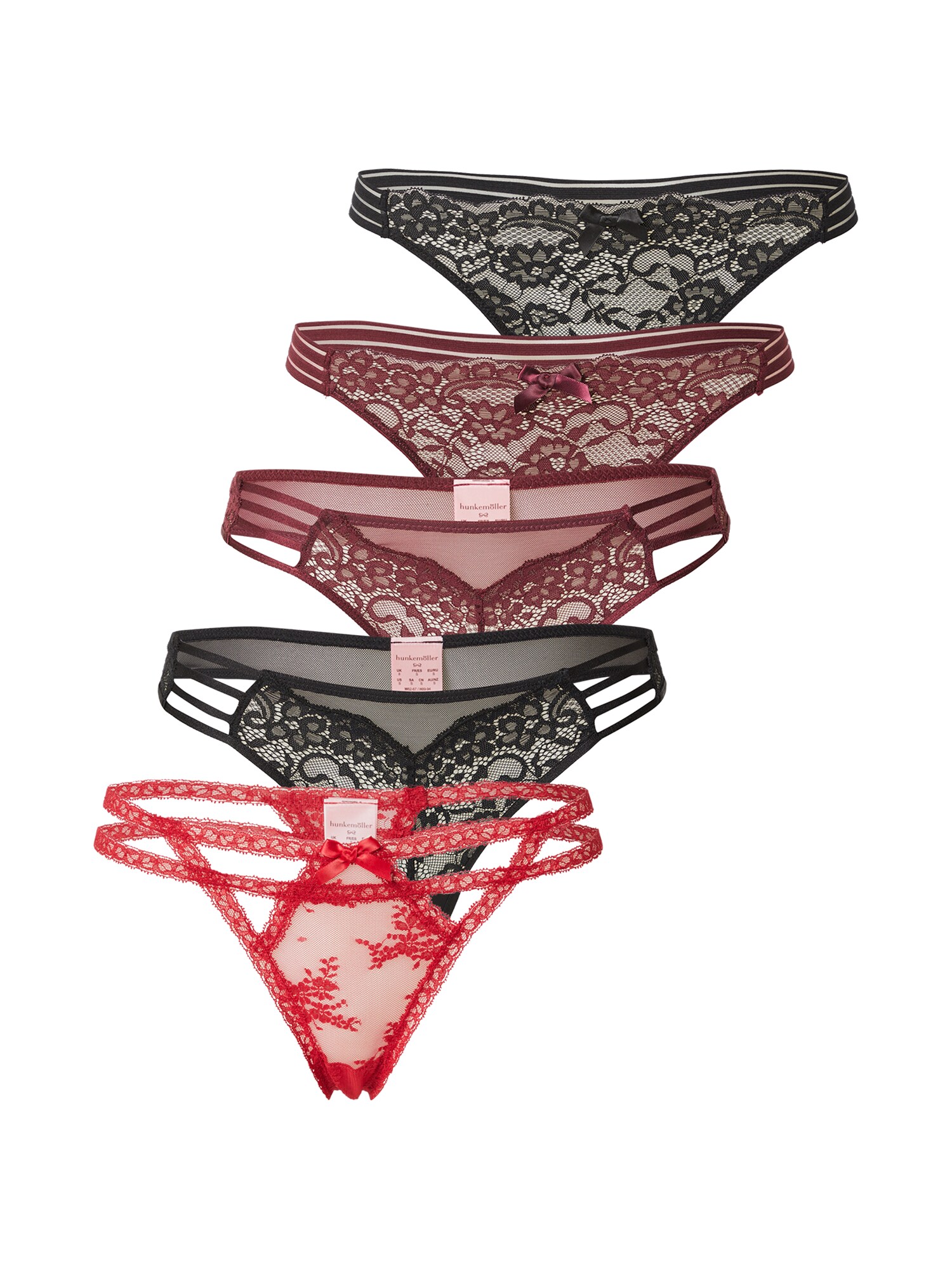 Hunkemöller Tanga  mov mură / roșu / negru