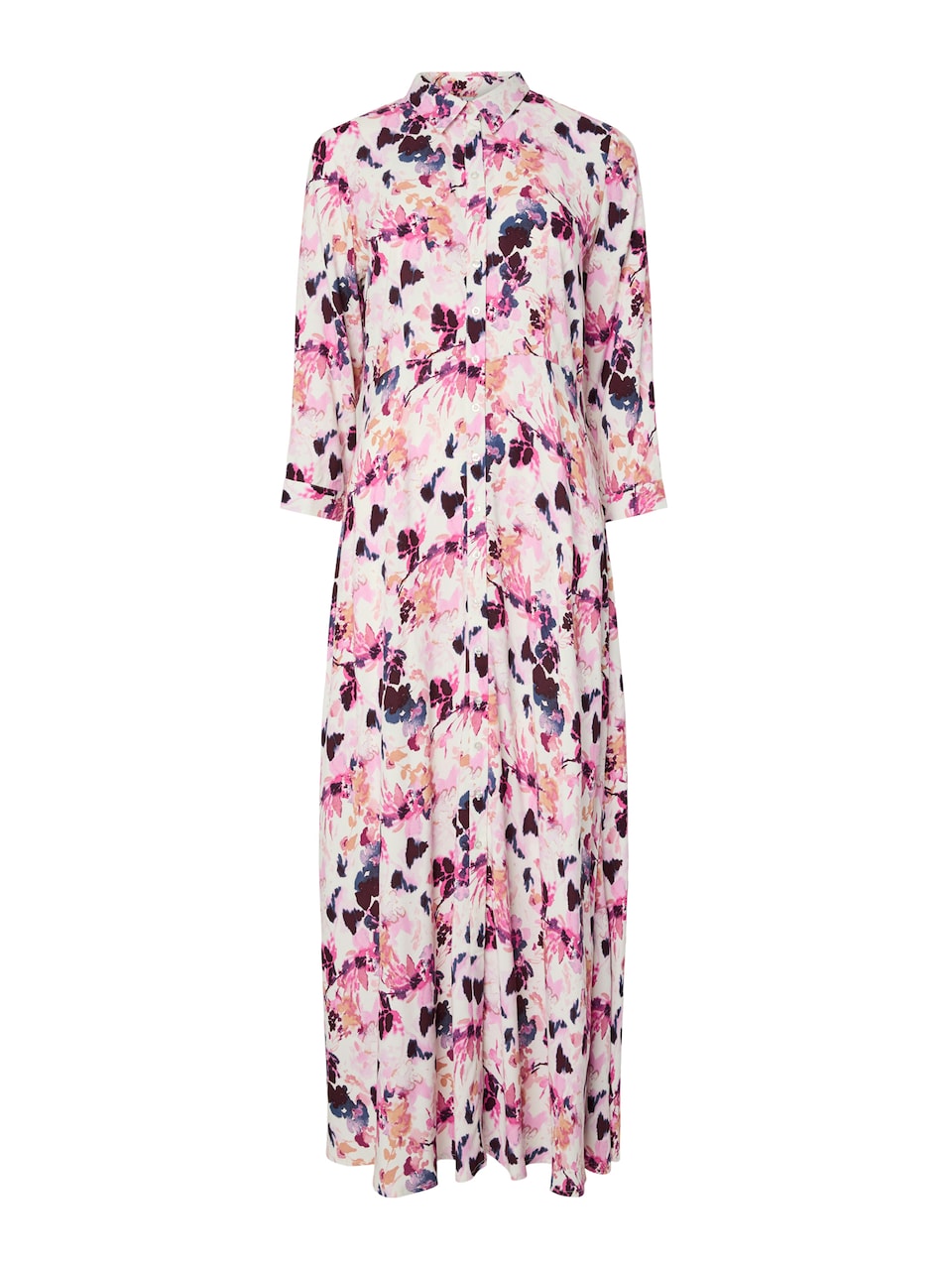 Skjortklänning 'YASSavanna' camel / mörkblå / rosa