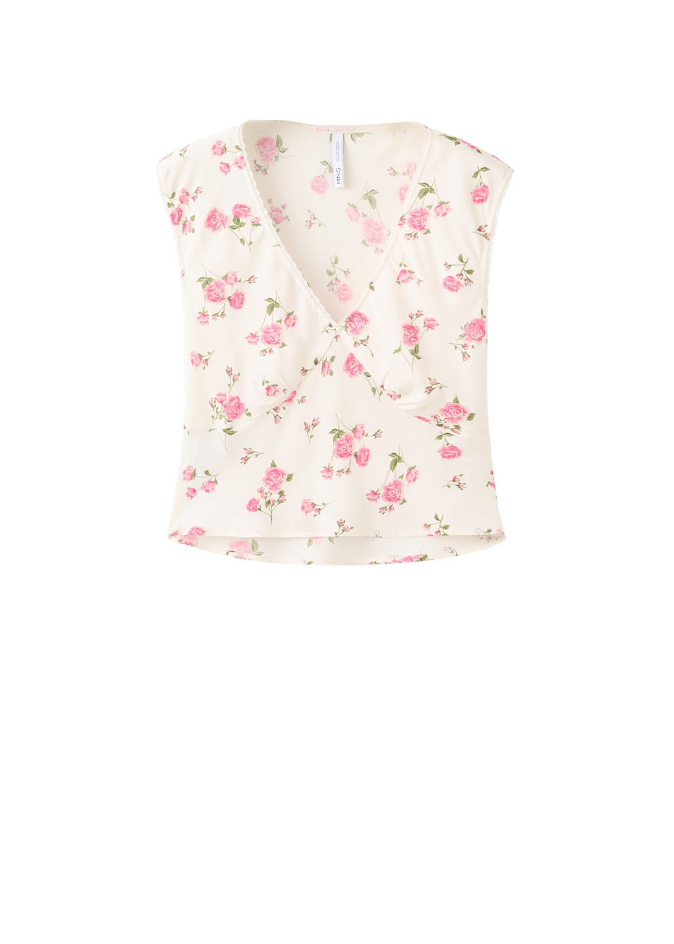 Blus 'KENDALY' ecru / grön / rosa