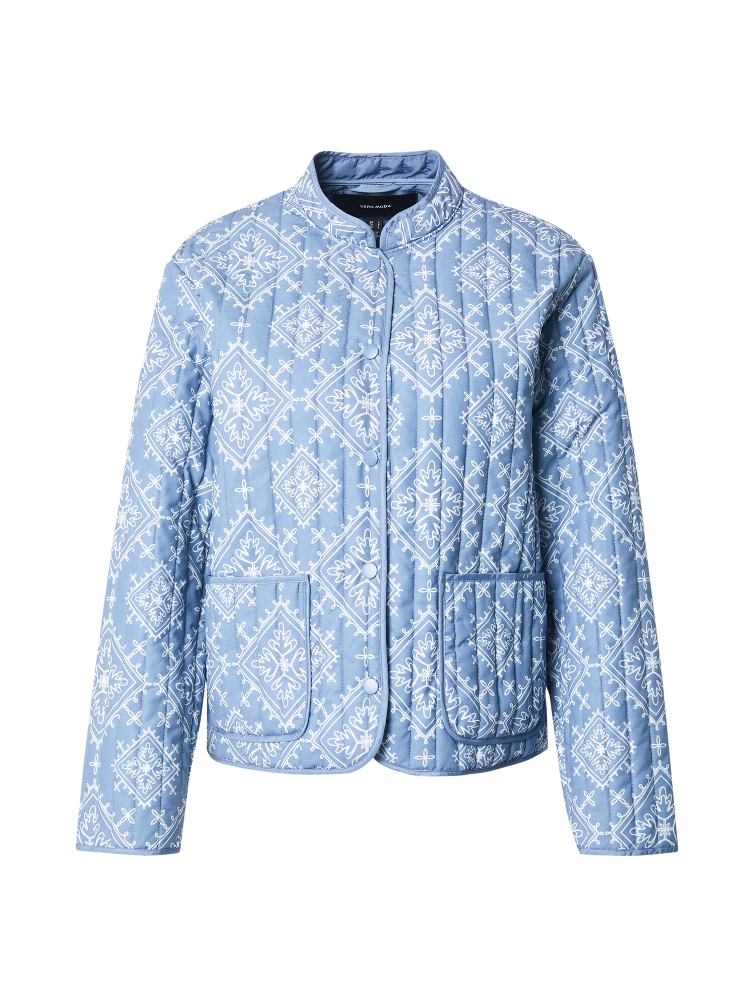 VERO MODA Geacă de primăvară-toamnă  albastru porumbel / alb