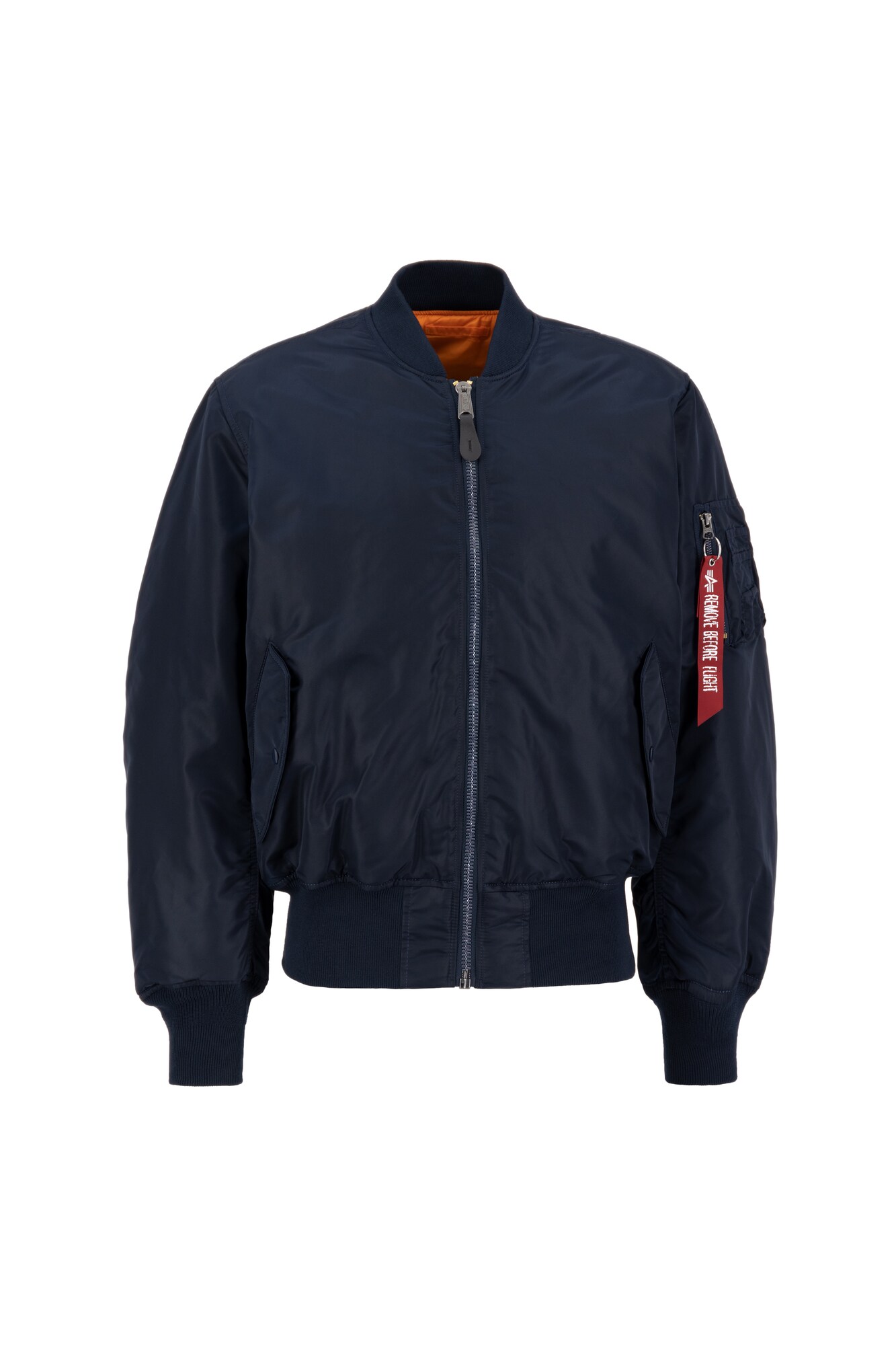 ALPHA INDUSTRIES Prechodná bunda 'MA-1'  tmavomodrá / oranžová