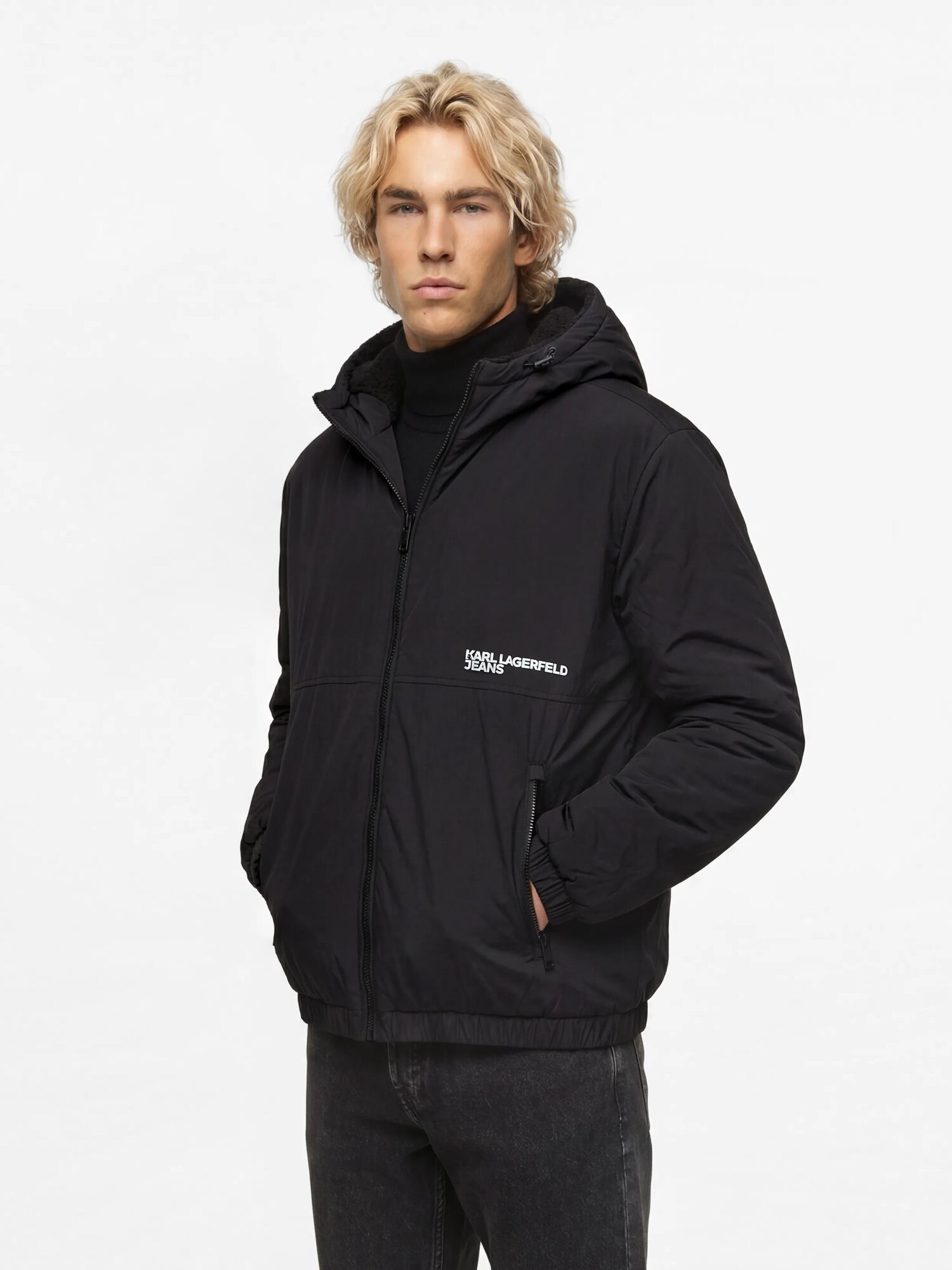 KARL LAGERFELD JEANS Chaqueta de entretiempo negro / blanco – imagen 4
