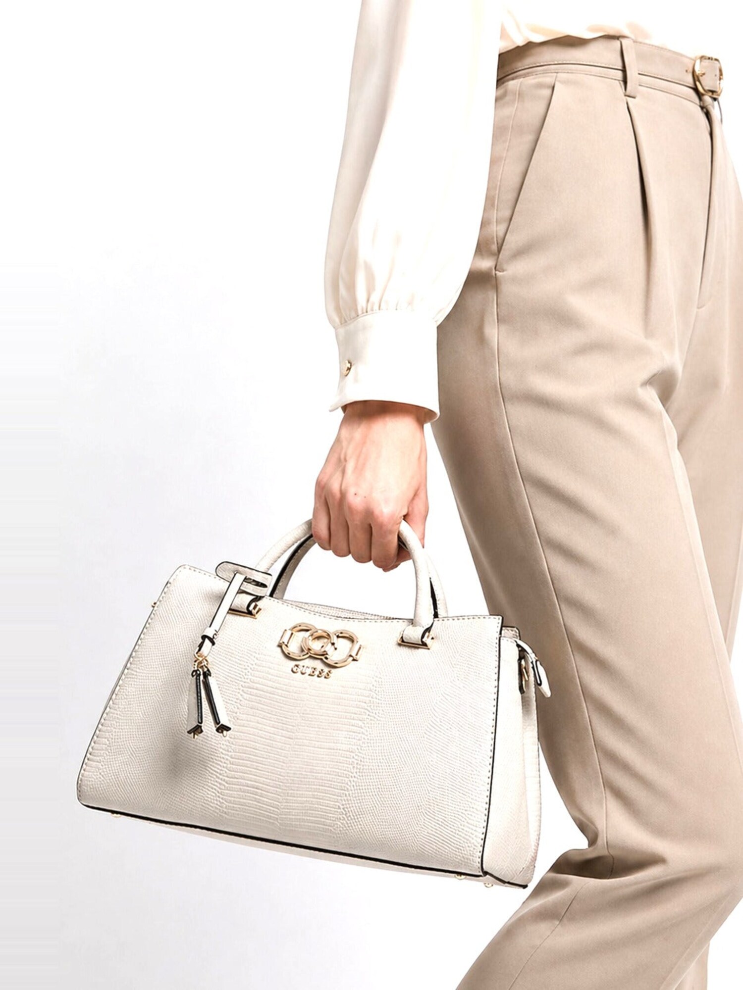 GUESS Bolso de mano 'Anadela 3 Comp Satch' beige – imagen 4