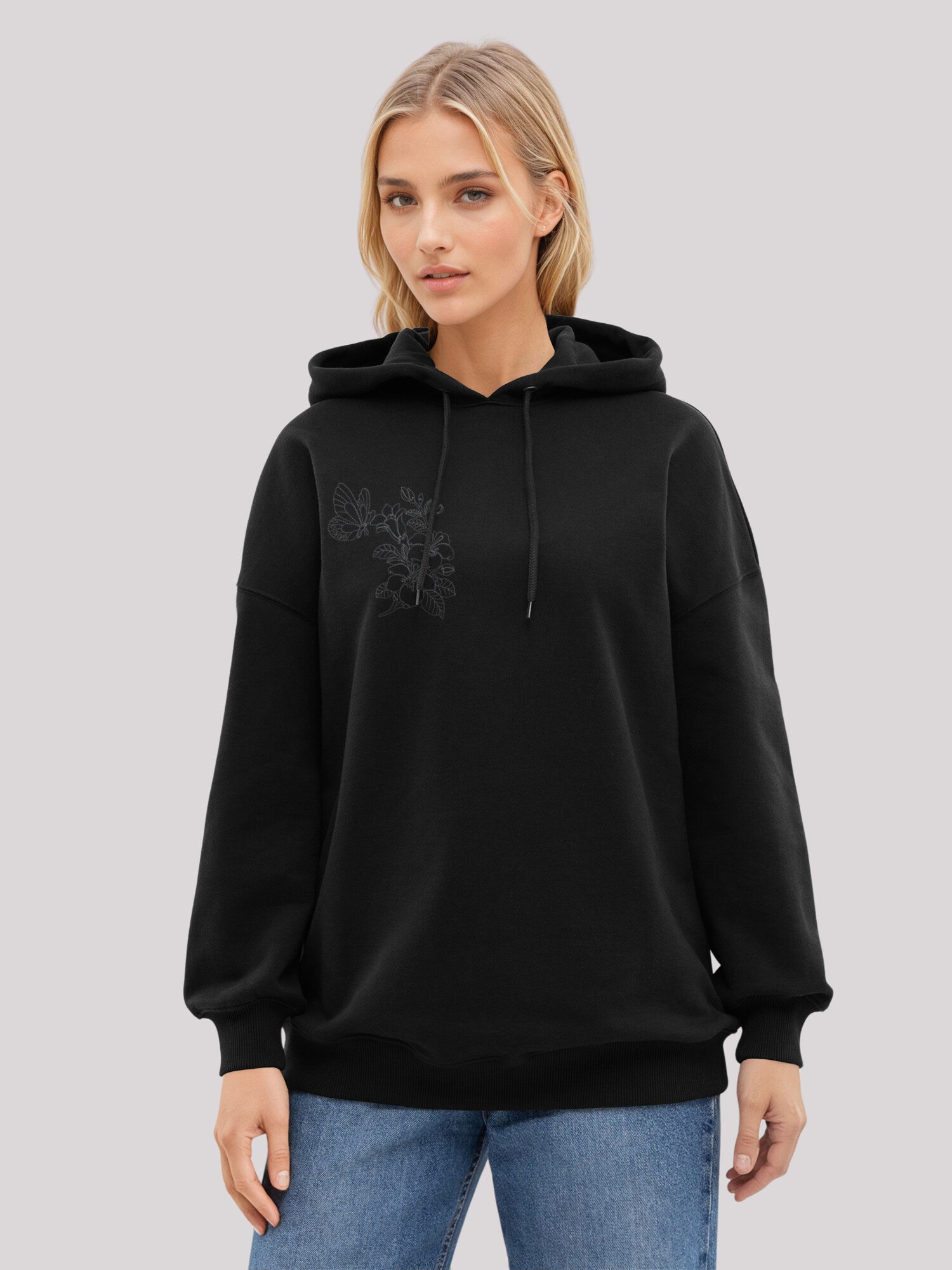 Thumbnail - F4NT4STIC Hoodie Schmetterling Blumen bestickt