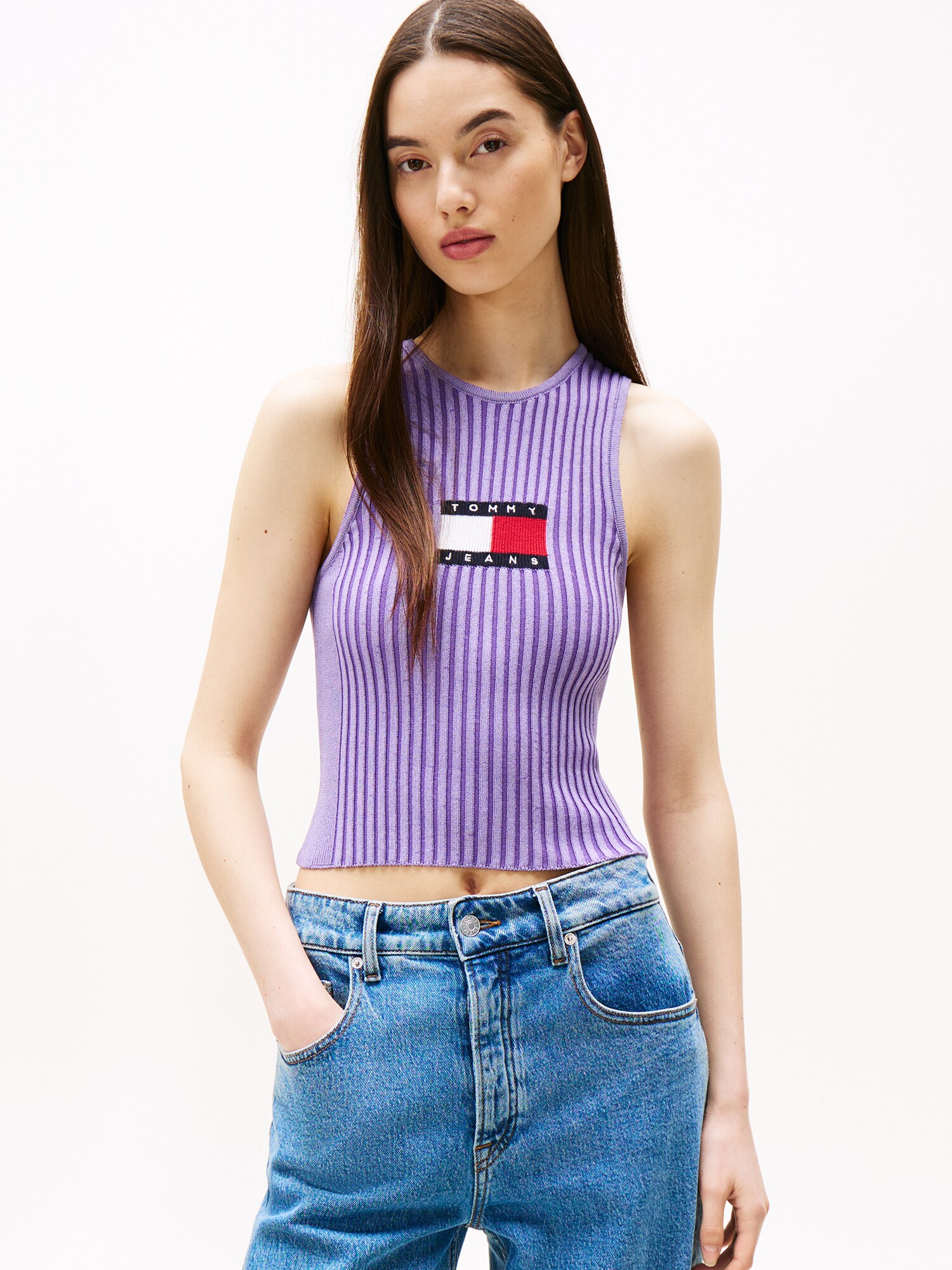 Tommy Jeans Stick felső  tengerészkék / levendula / rikító piros / fehér termék 2. képe