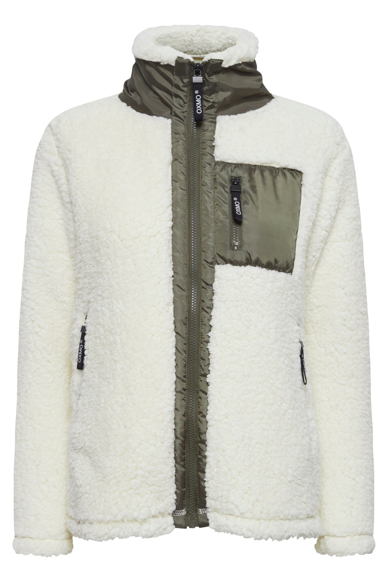 Oxmo Chaqueta polar oliva / blanco