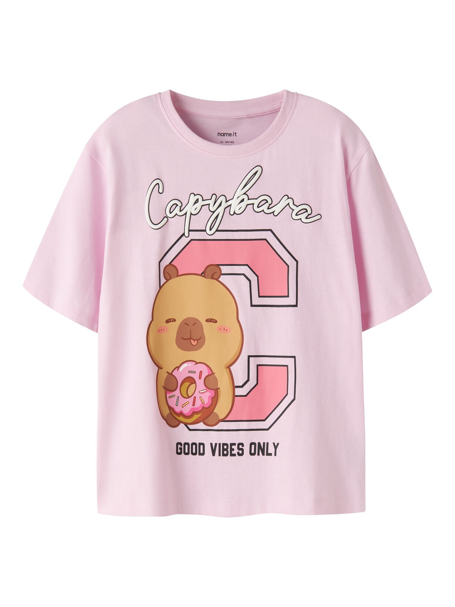 Name It Shirt 'Capybara' Pueblo / Rosa / Zwart / Wit