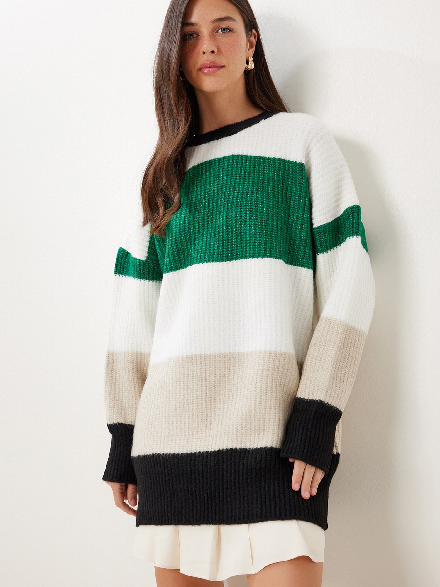 Happiness İstanbul Pulover  ecru / verde / negru / alb