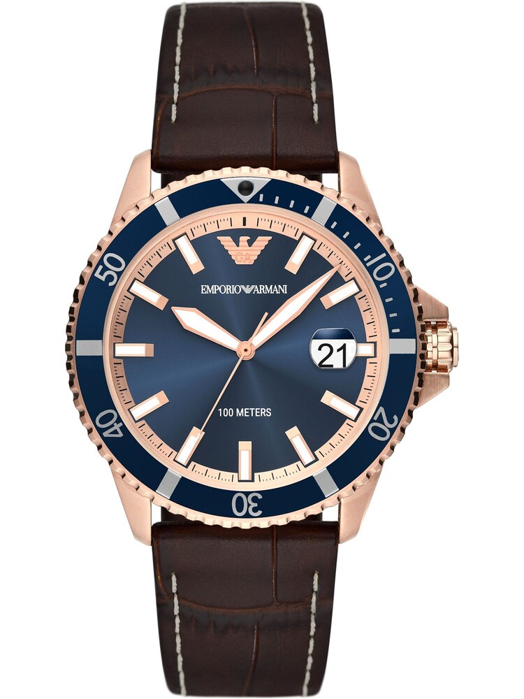 Emporio Armani Uhr Herren Größe One Size ultramarinblau / dunkelbraun / rosegold
