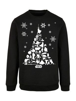 F4NT4STIC Sweatshirt ‘Star Wars Christmas Weihnachtsbaum’ Zwart / Wit