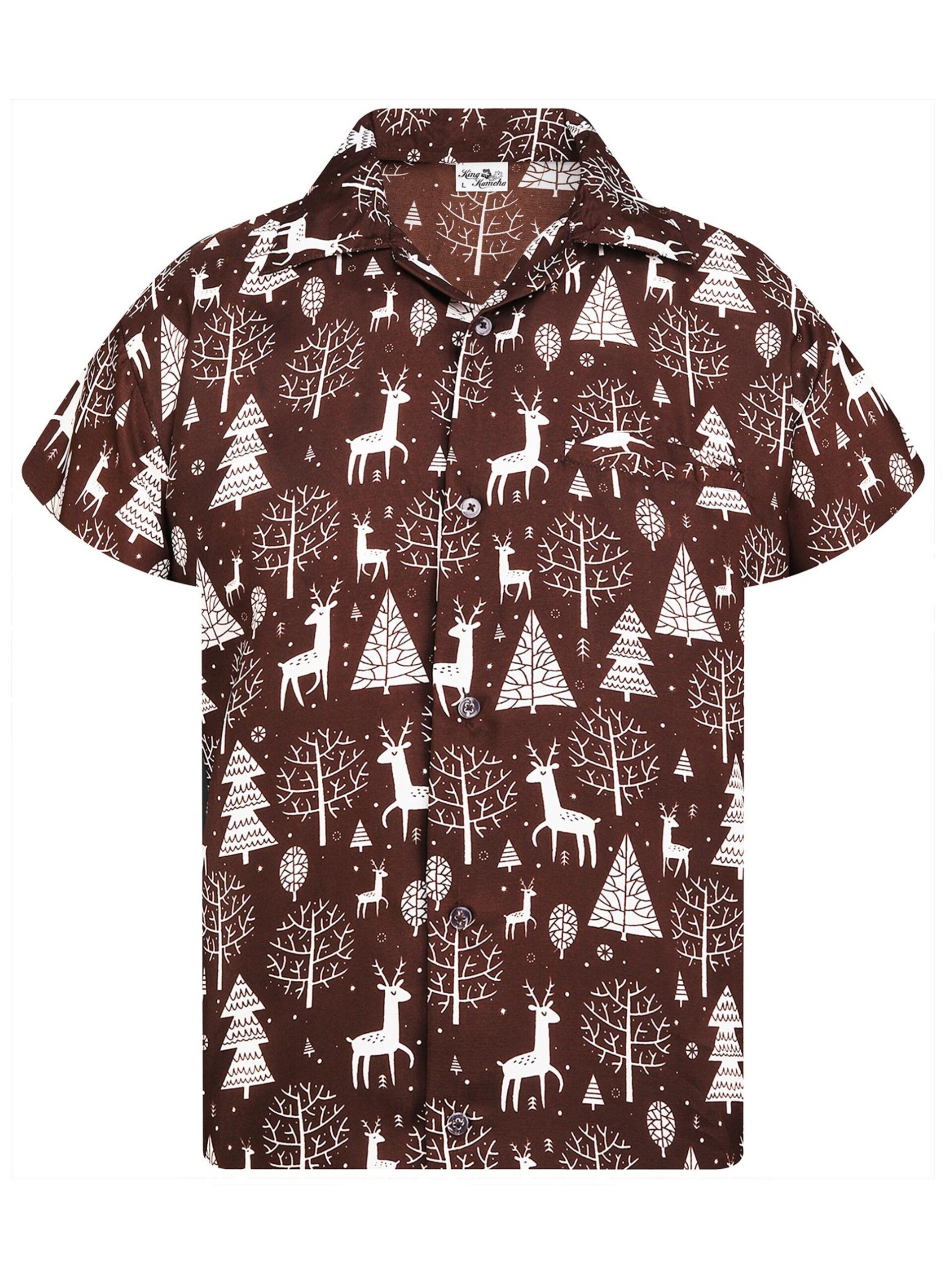 King Kameha Skjorta 'Christmas Reindeer Allover' herr