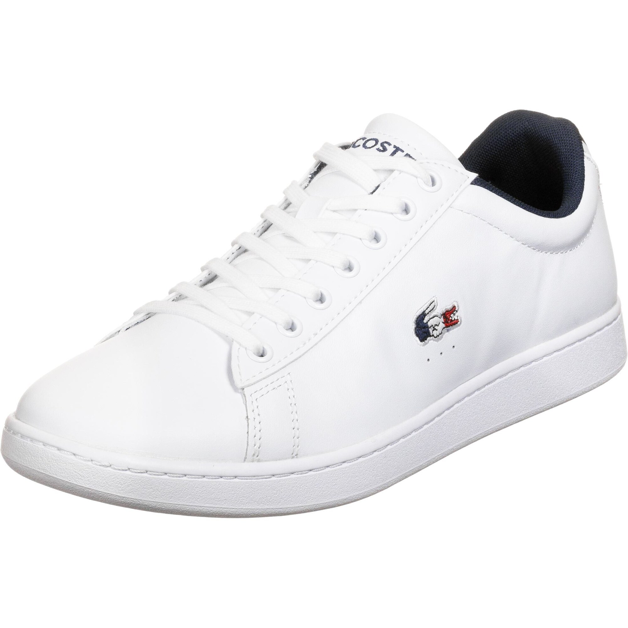 LACOSTE Sportbačiai be auliuko  balta / tamsiai mėlyna / raudona