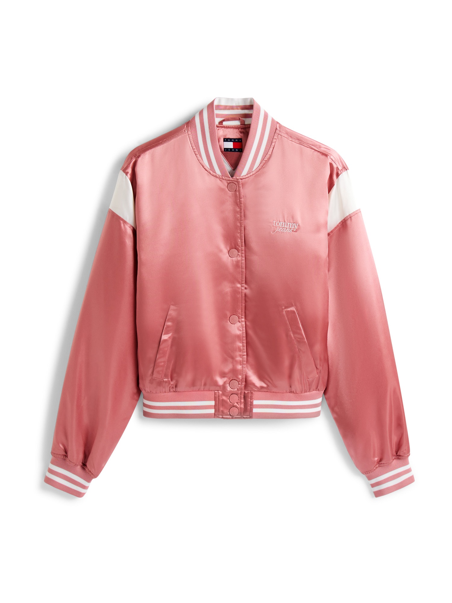 Tommy Jeans Geacă de primăvară-toamnă  roz / alb