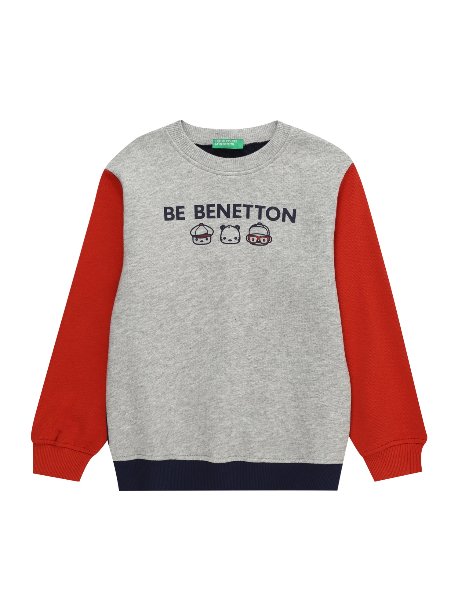 UNITED COLORS OF BENETTON Bluză de molton  bleumarin / gri amestecat / roșu / negru