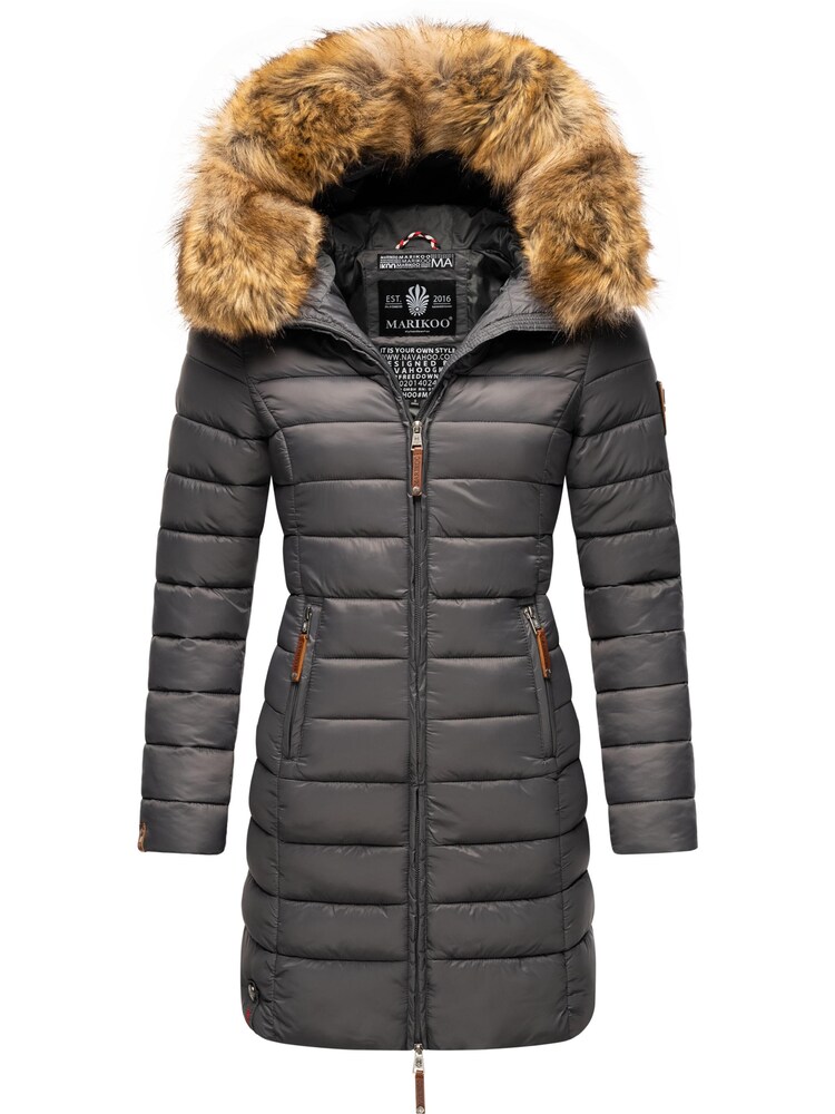 MARIKOO Mantel 'Rose' Damen Größe 5XL braun / anthrazit Wintermantel