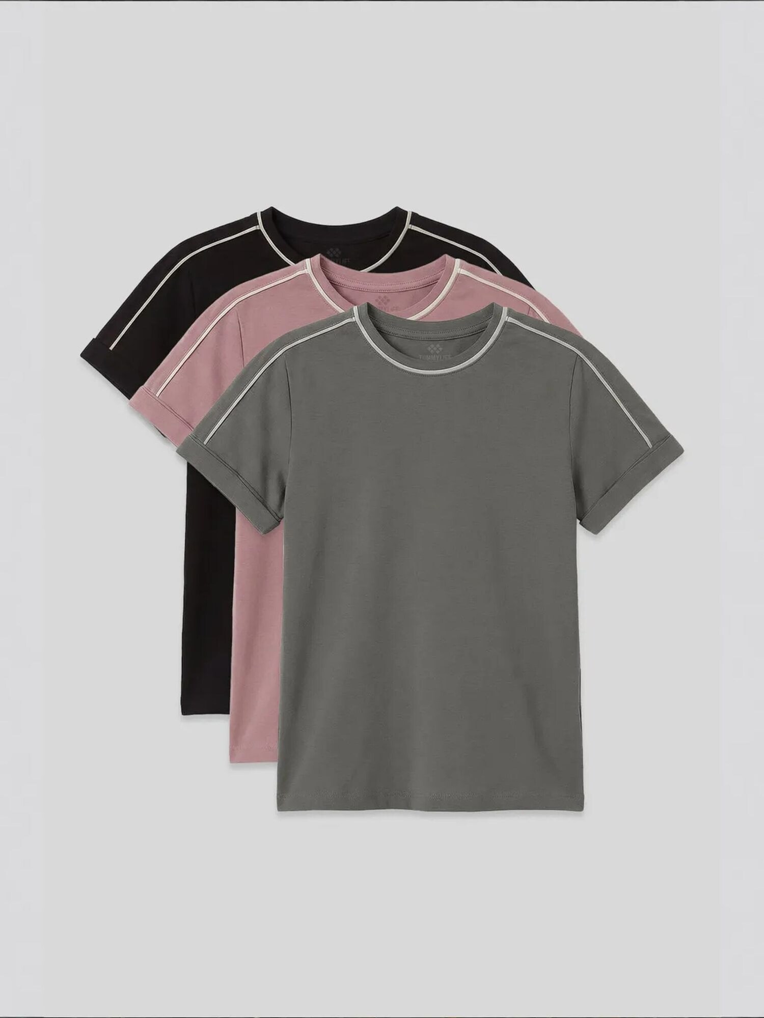 Tommy Life Majica siva / sivkasto ljubičasta (mauve) / crna