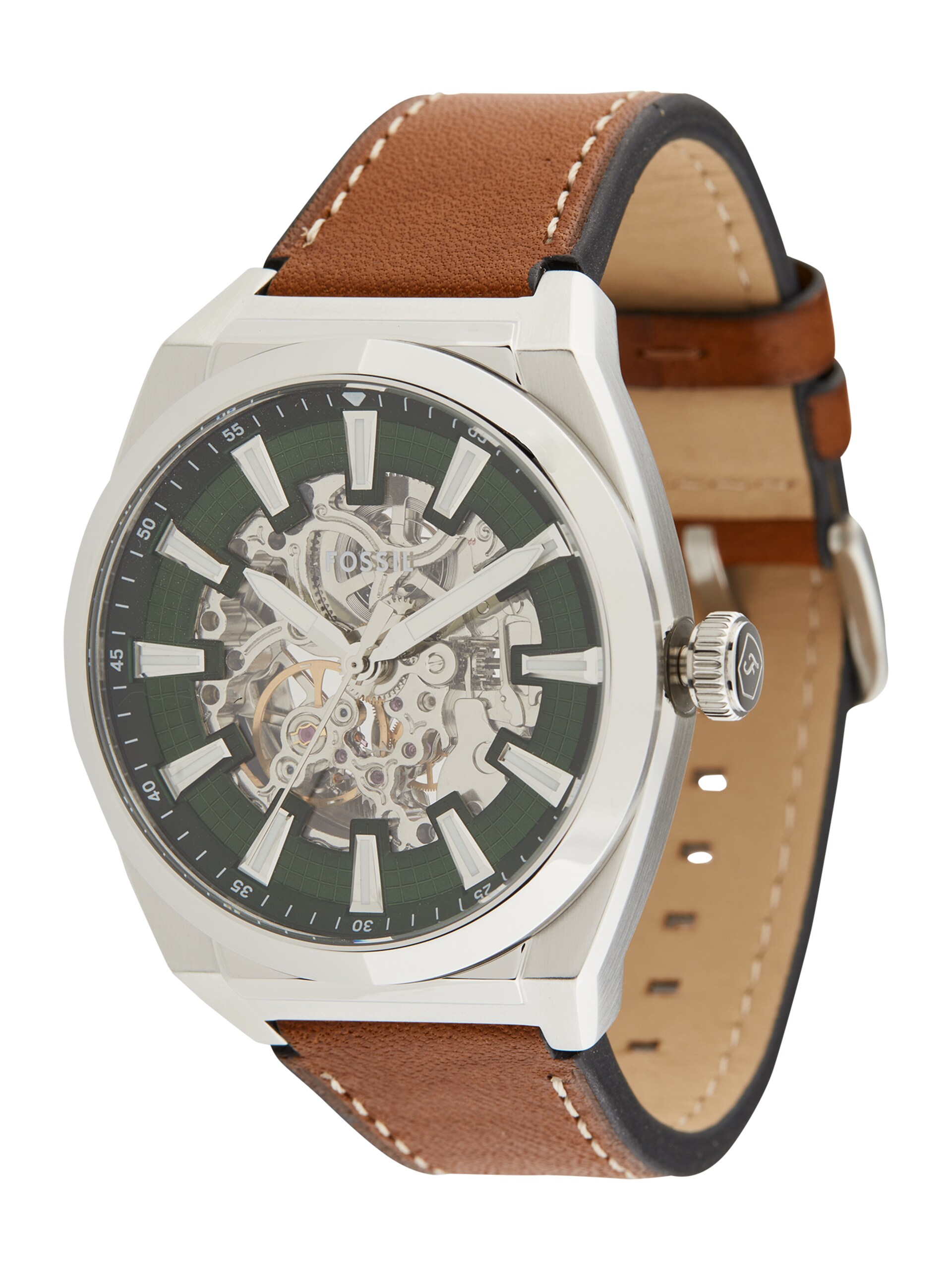 FOSSIL Analog klocka 'Everett' konjak / mörkgrön herr