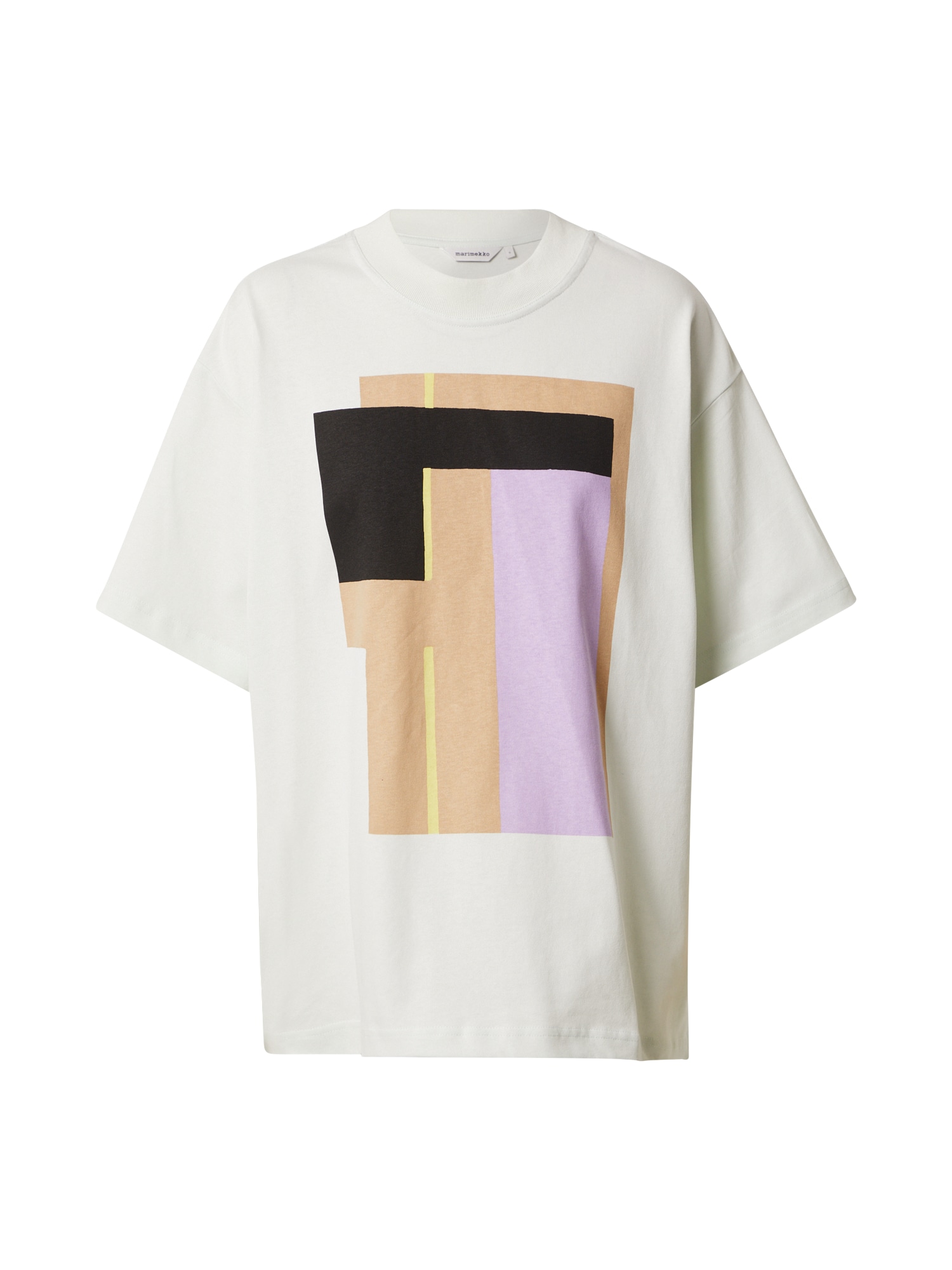 Marimekko Marškinėliai 'Huikea Attika Placement' mėtų spalva / juoda / purpurinė / ruda