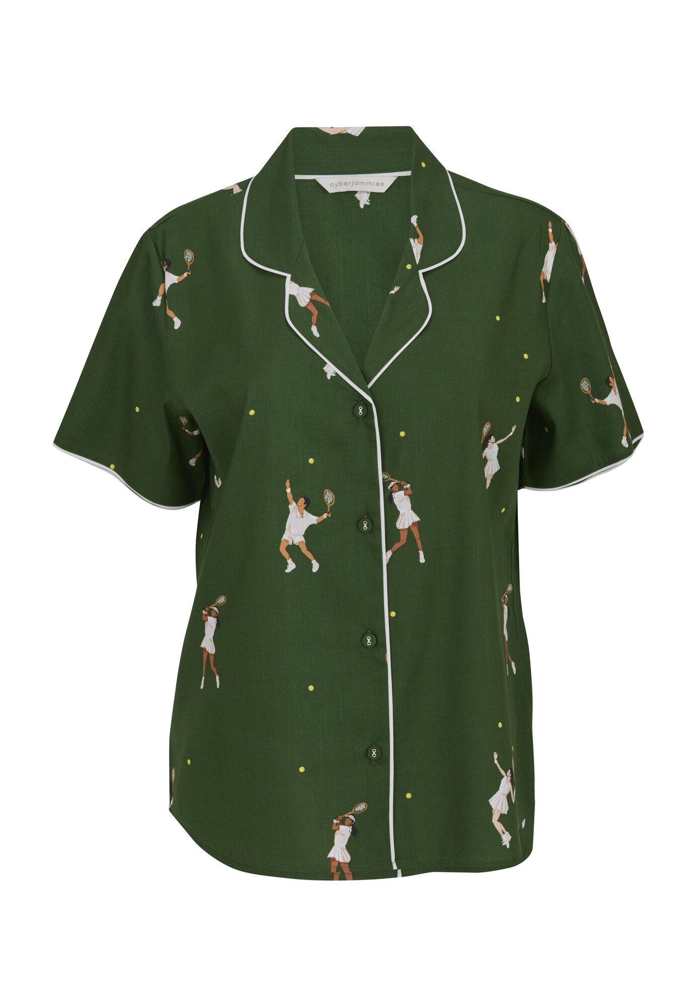 Cyberjammies Camiseta para dormir 'Charlie' verde oscuro / blanco