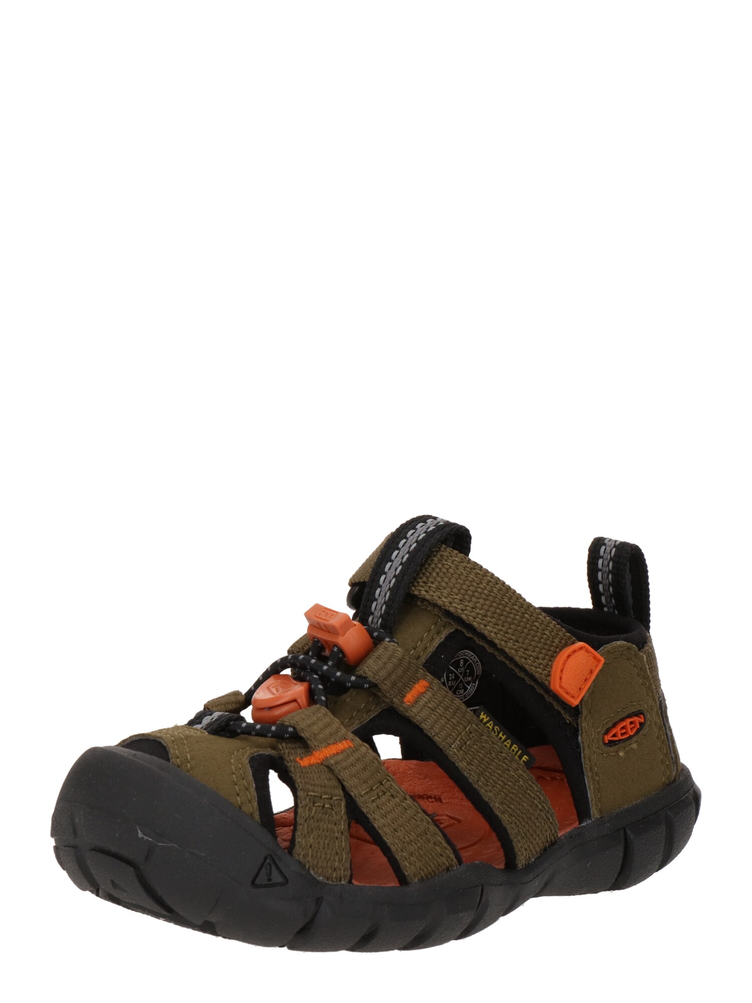 KEEN Sandalai 'SEACAMP II' pilka / alyvuogių spalva / oranžinė / juoda